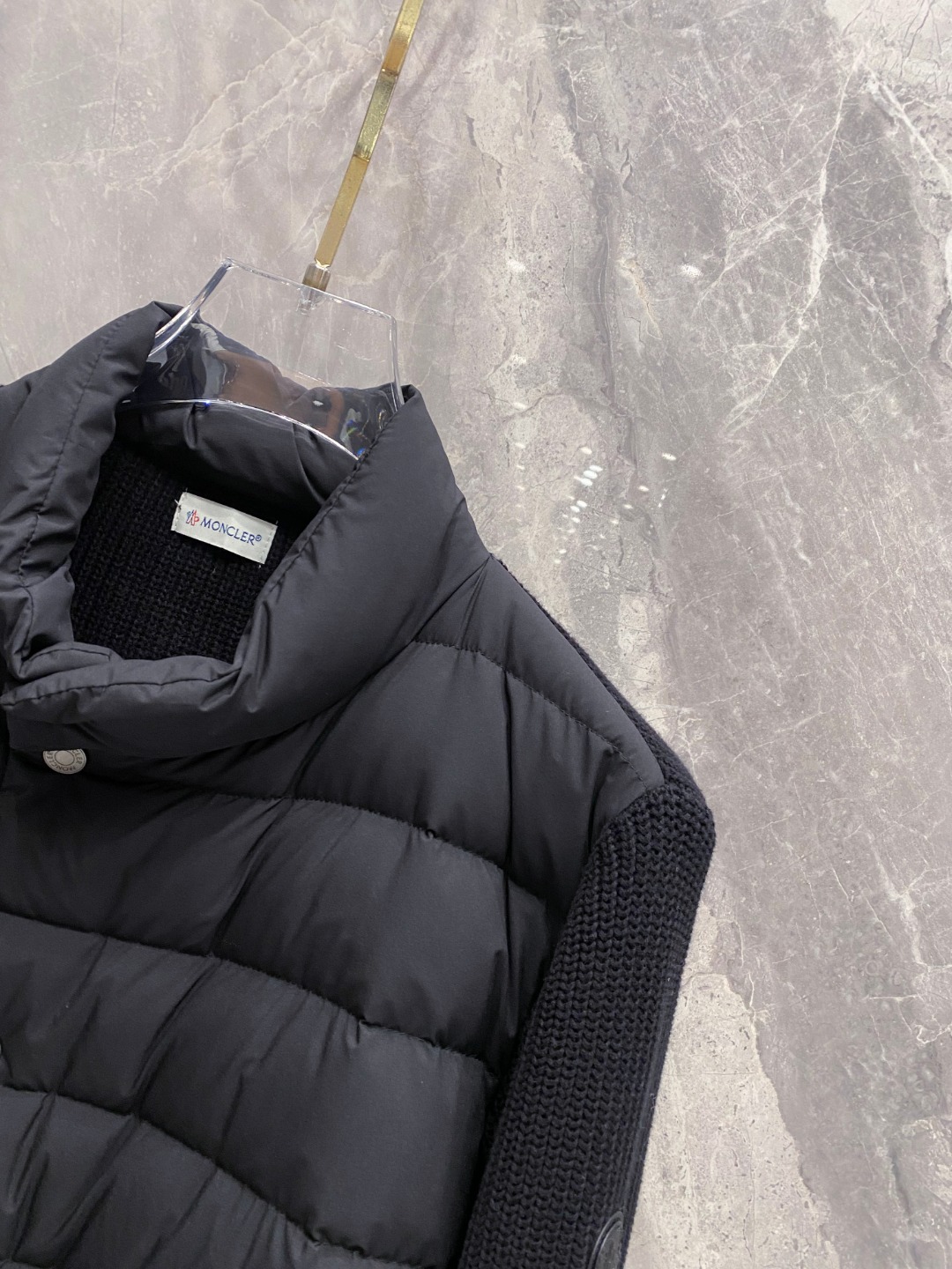 Moncler Down Jacket Knitted Black M-l