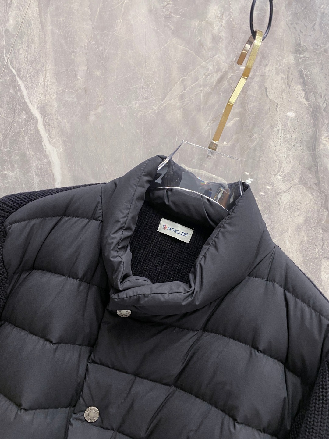 Moncler Down Jacket Knitted Black M-l