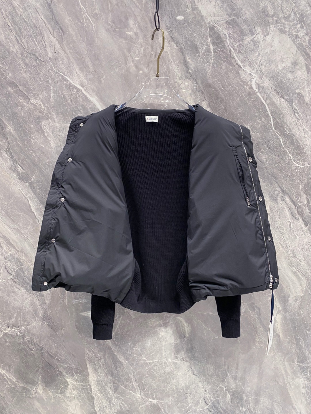 Moncler Down Jacket Knitted Black M-l