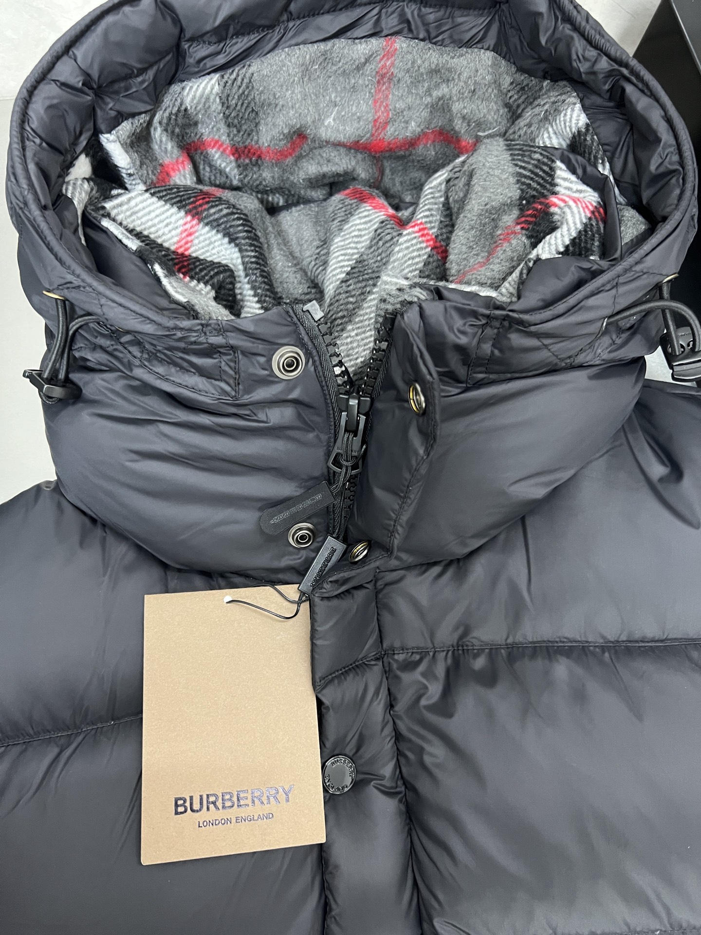 Burberry Couple Down Jacket Black Hooded S-m-l-xl