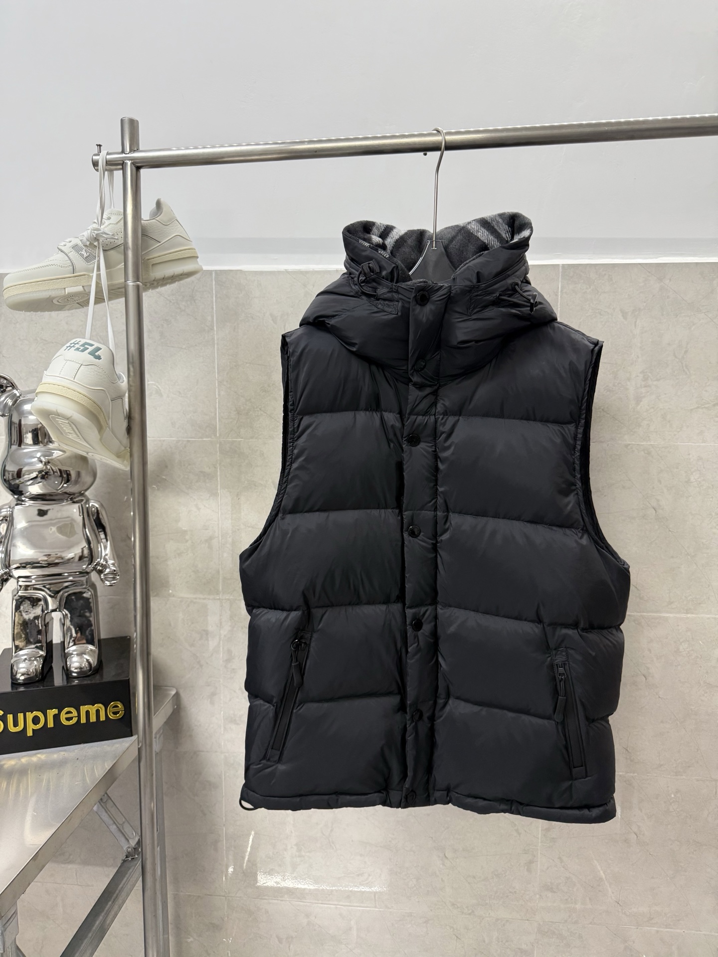 Burberry Couple Down Jacket Black Hooded S-m-l-xl
