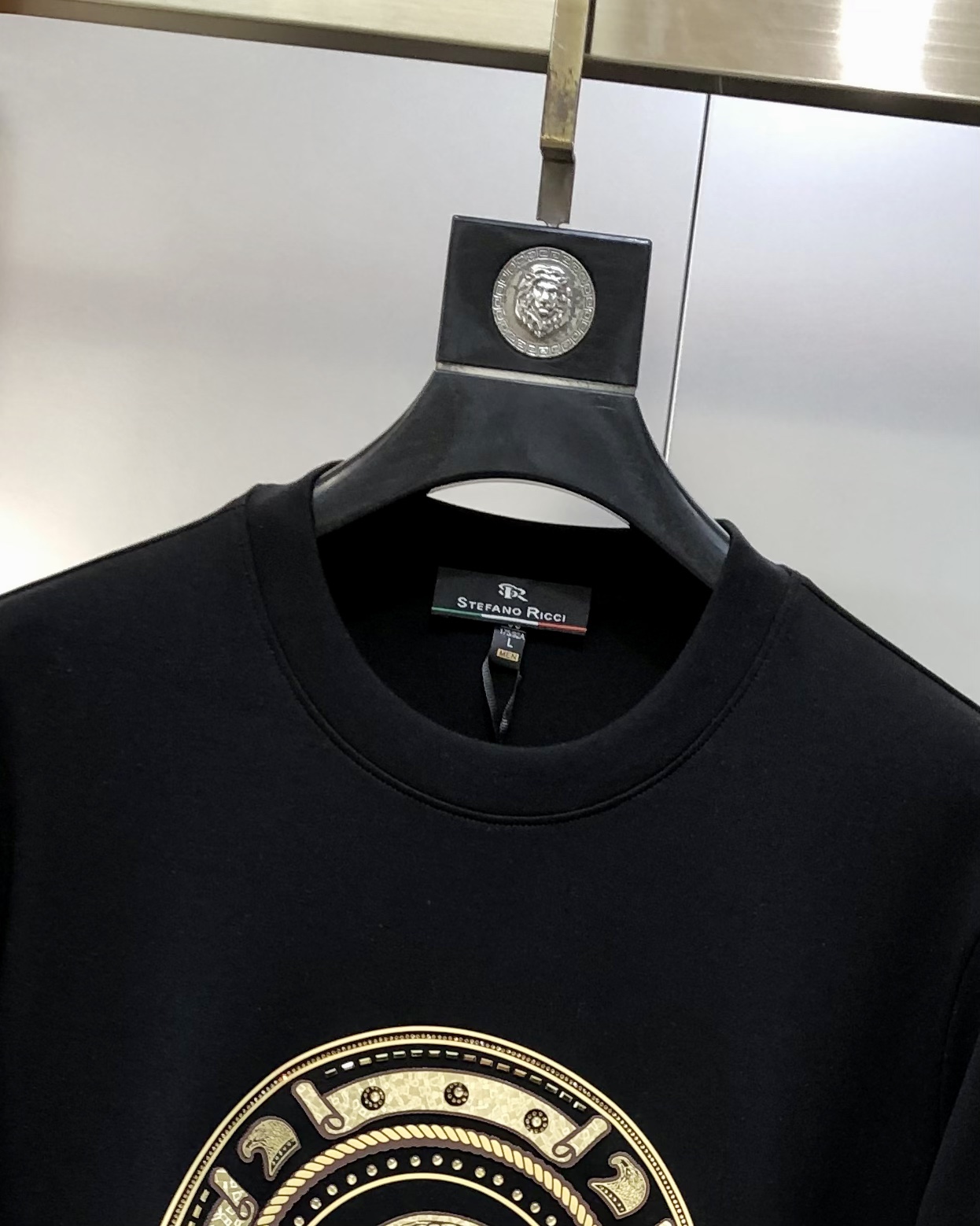 Stefano Ricci Male Hoodie Cotton Black M-l-xl