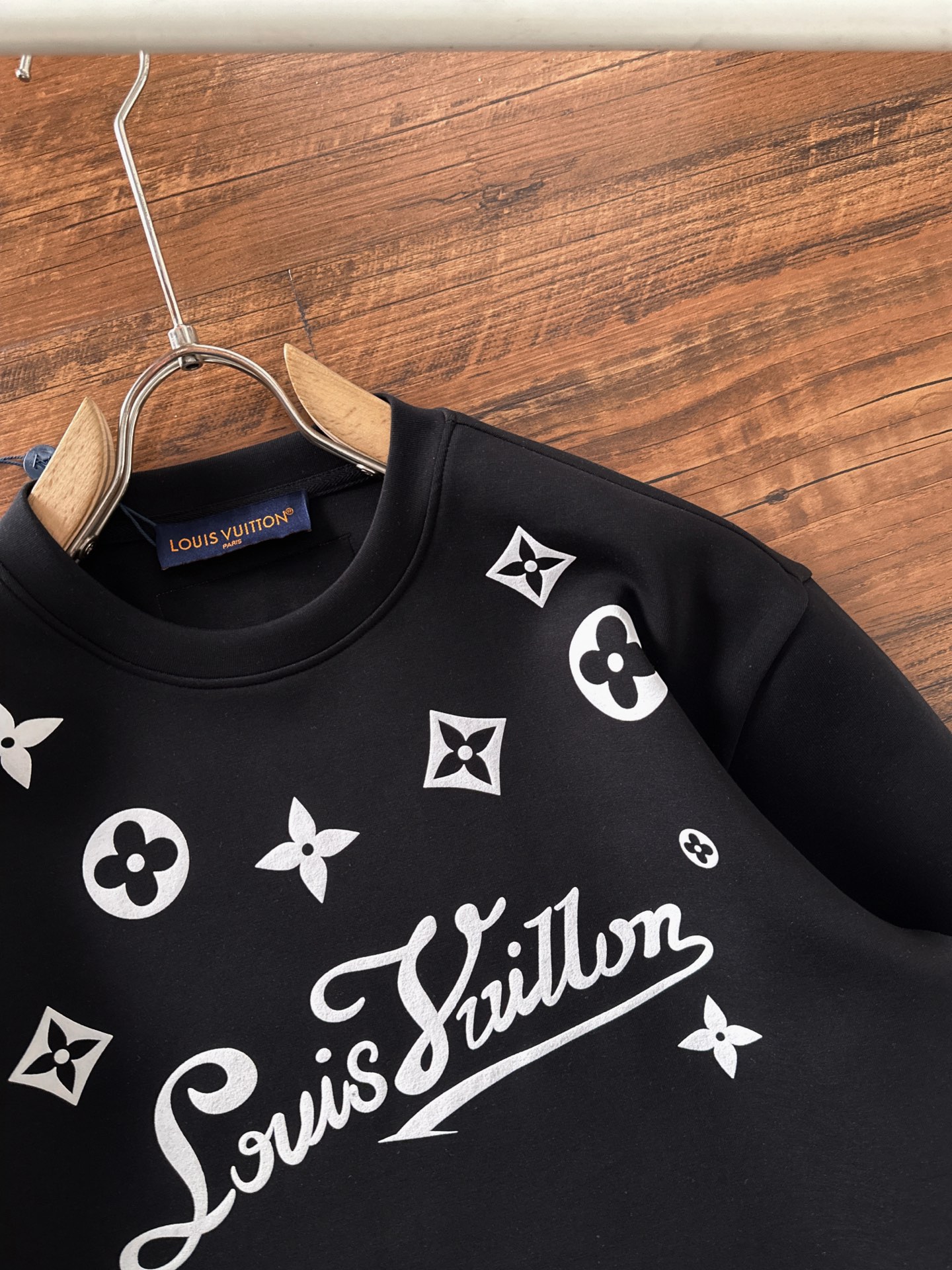 Louis Vuitton Male Hoodie Cotton Black Xs-s-m-l