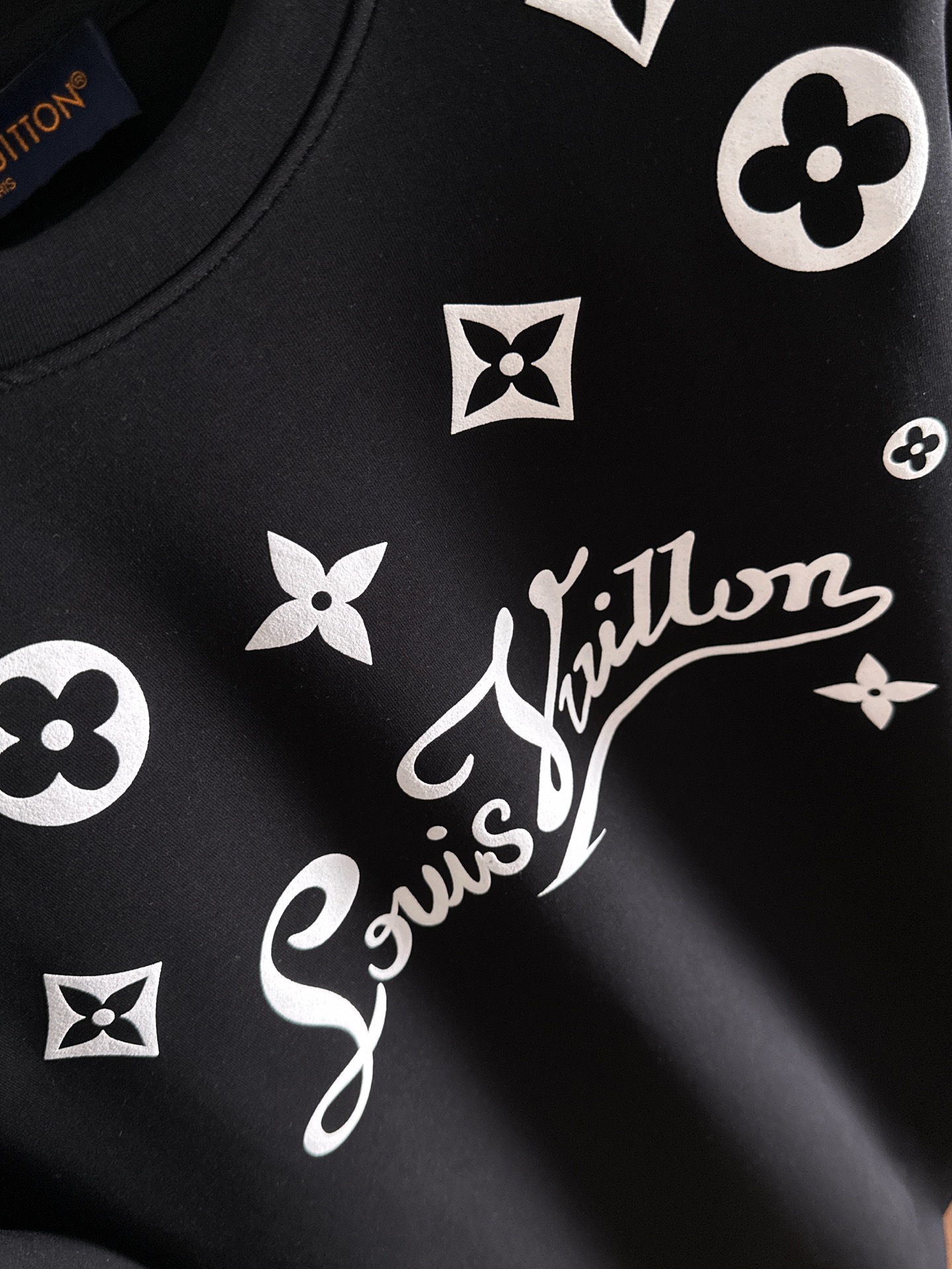 Louis Vuitton Male Hoodie Cotton Black Xs-s-m-l