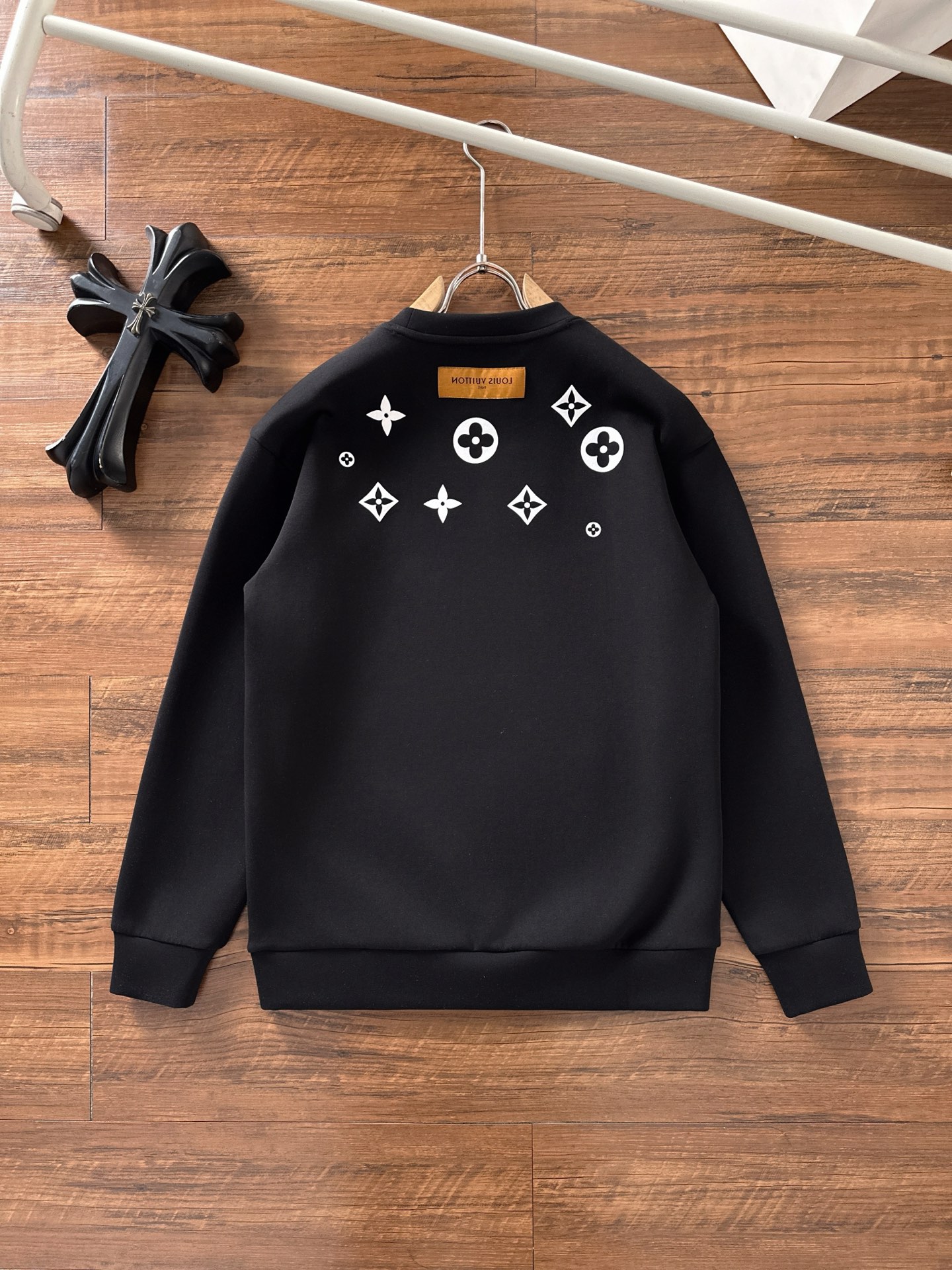 Louis Vuitton Male Hoodie Cotton Black Xs-s-m-l