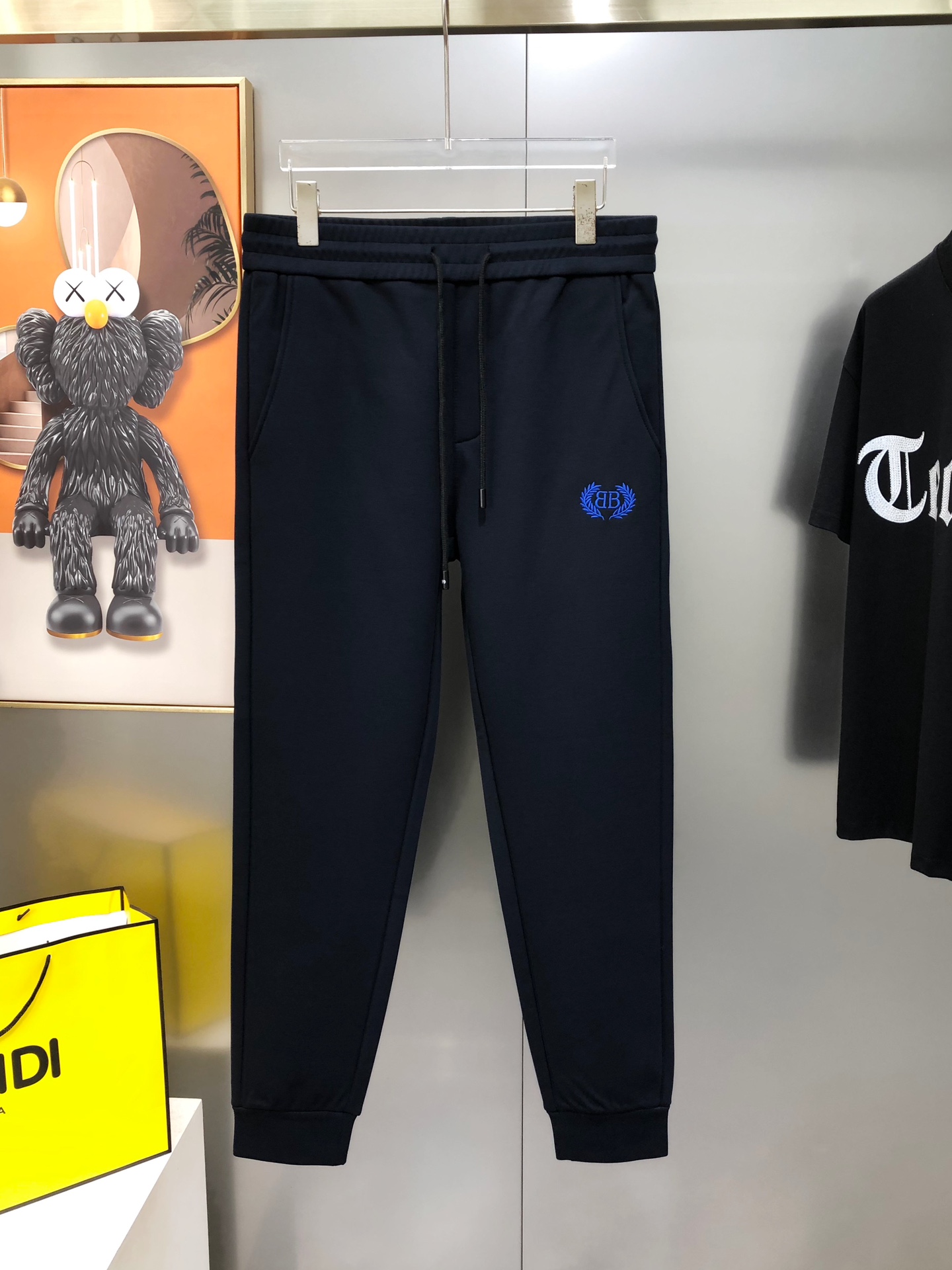 Balenciaga Male Sports Pants Cotton Blue Fleece Lined M-l-xl
