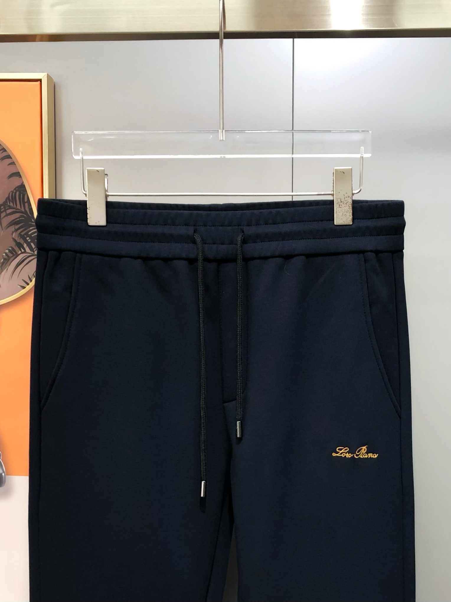 Loro Piana Male Sports Pants Cotton Black Fleece Lined M-l-xl