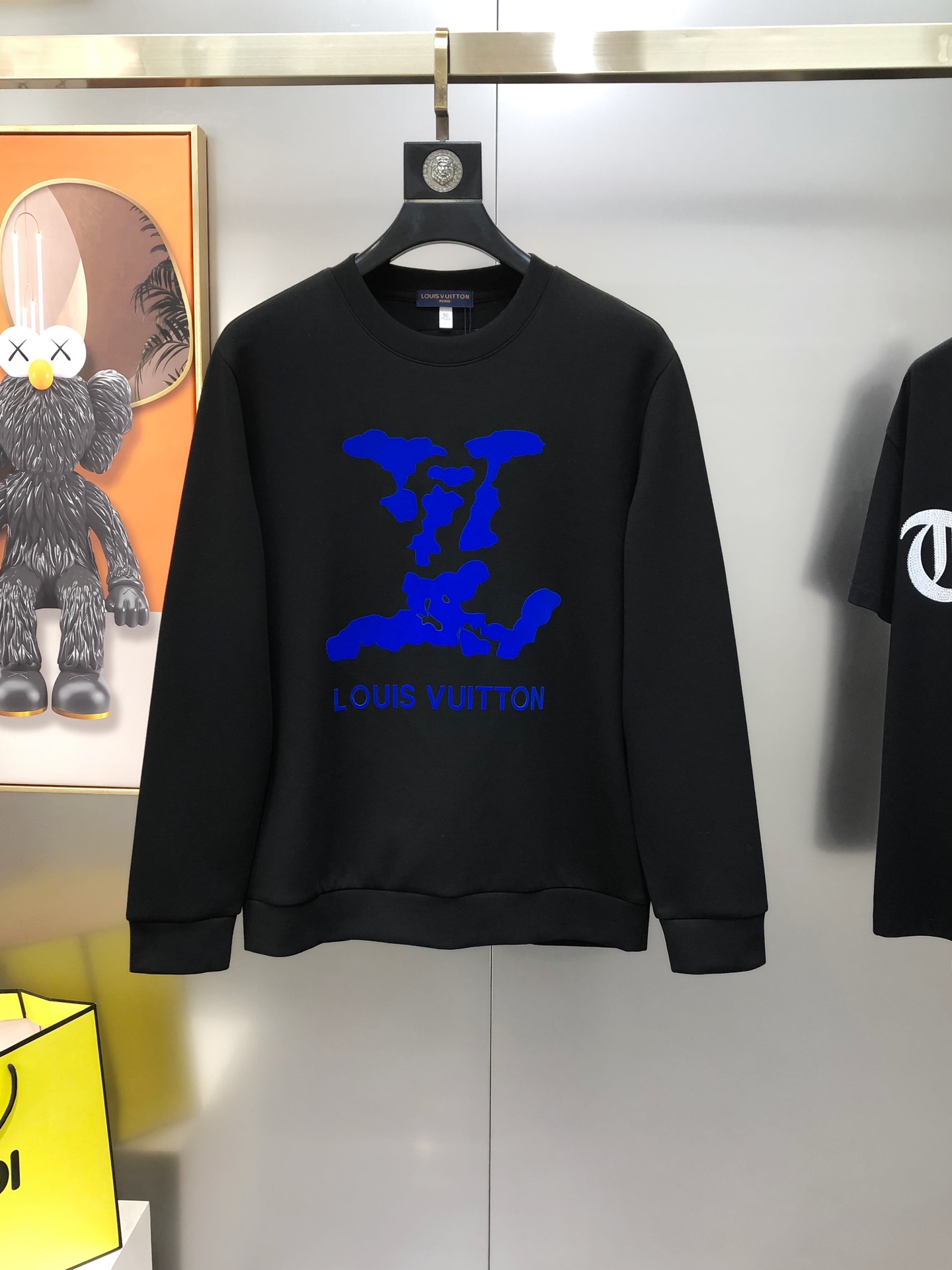 Louis Vuitton Male Hoodie Cotton Black M-l-xl