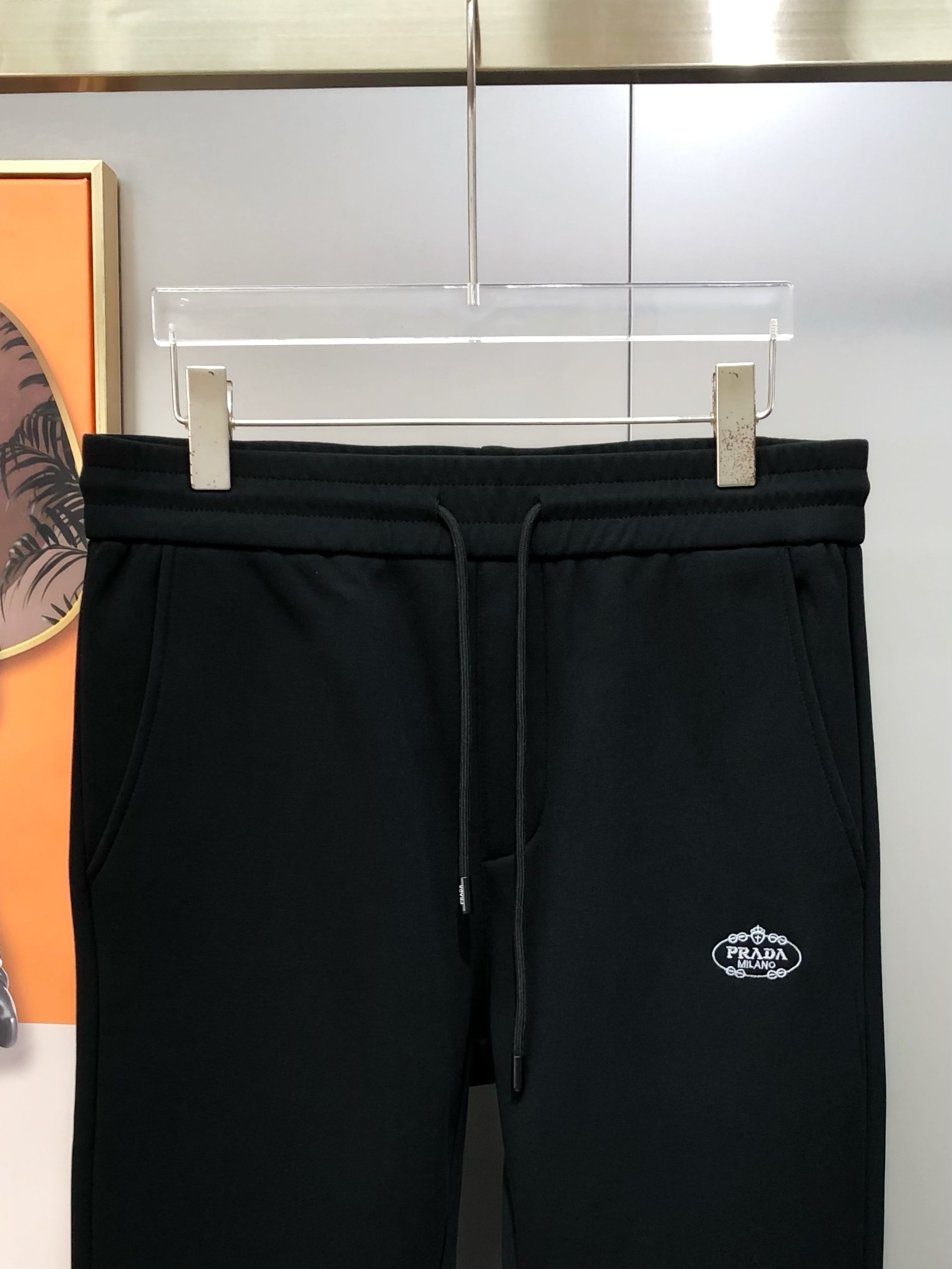 Prada Male Sports Pants Cotton Black Fleece Lined M-l-xl