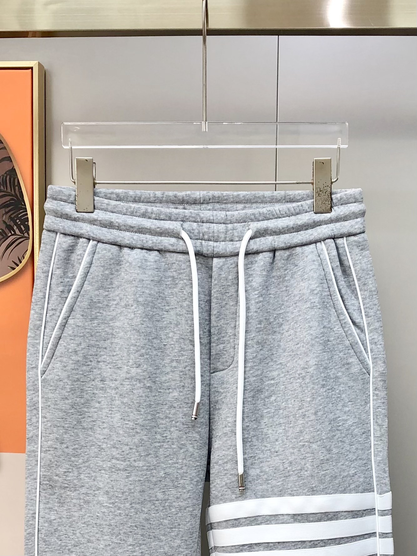 Thom Browne Male Sports Pants Cotton Black Fleece Lined M-l-xl