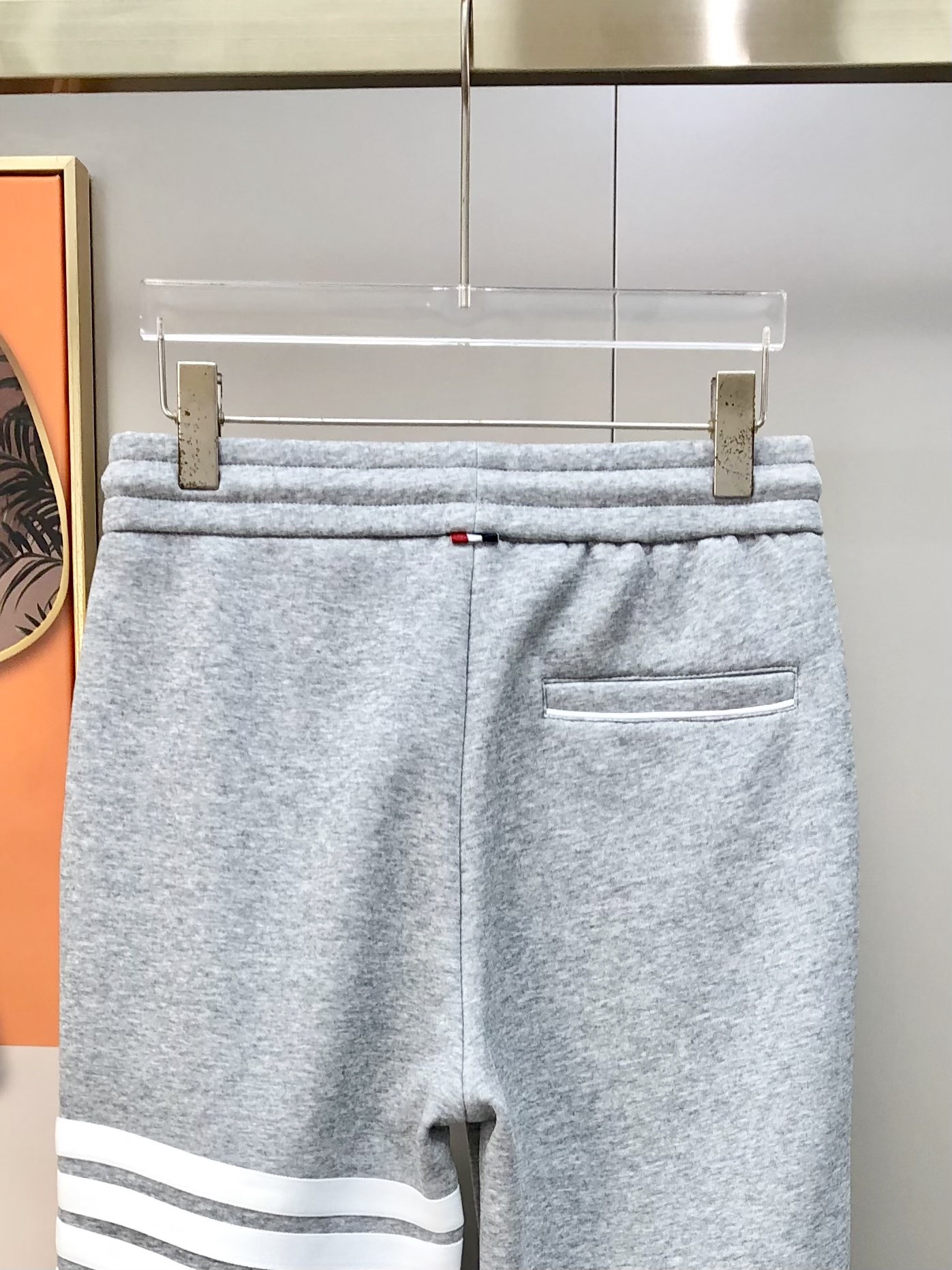 Thom Browne Male Sports Pants Cotton Black Fleece Lined M-l-xl