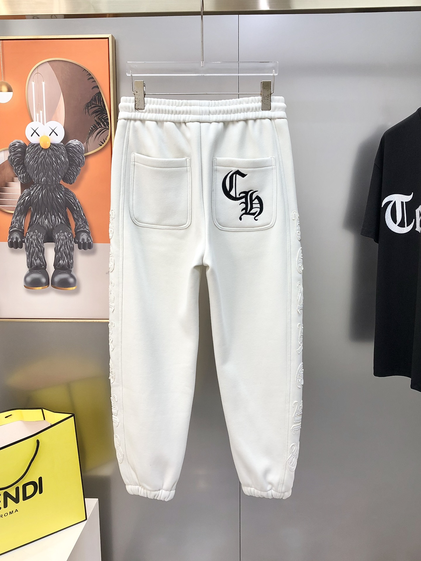 Chrome Hearts Male Sports Pants Cotton Black Fleece Lined M-l-xl