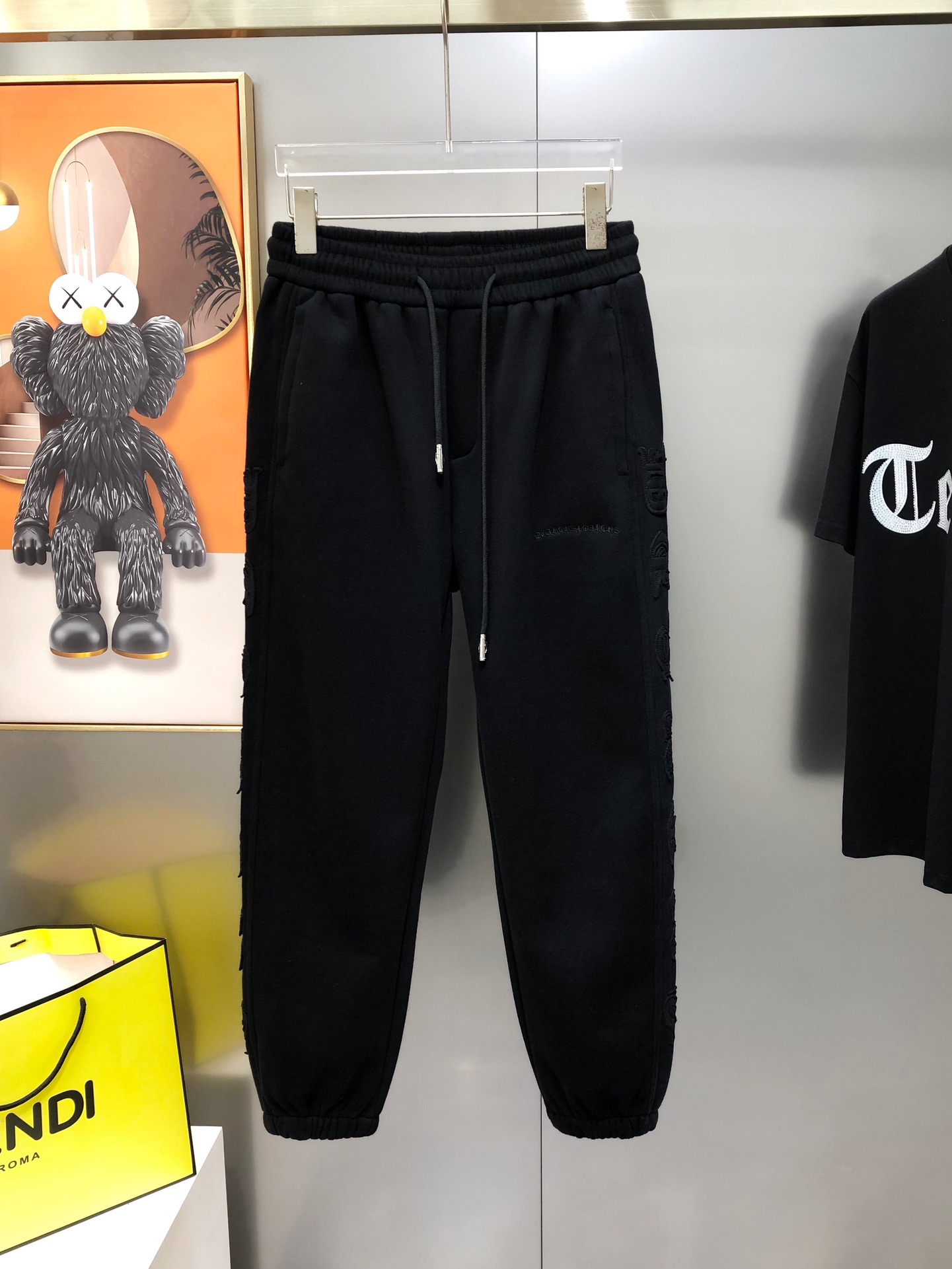 Chrome Hearts Male Sports Pants Cotton Black Fleece Lined M-l-xl
