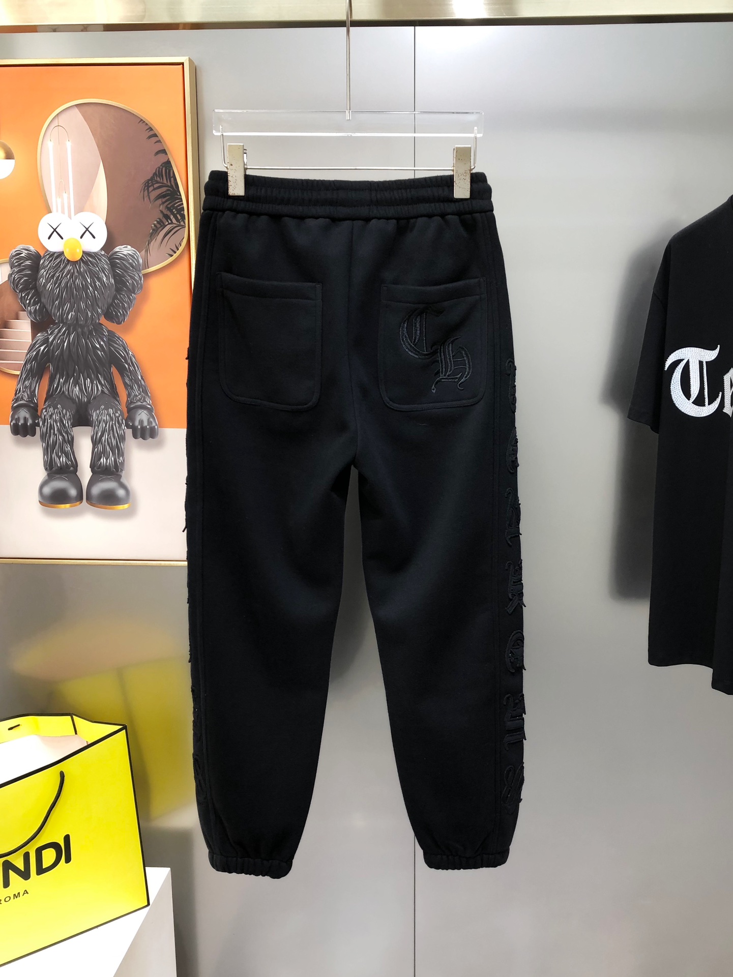 Chrome Hearts Male Sports Pants Cotton Black Fleece Lined M-l-xl