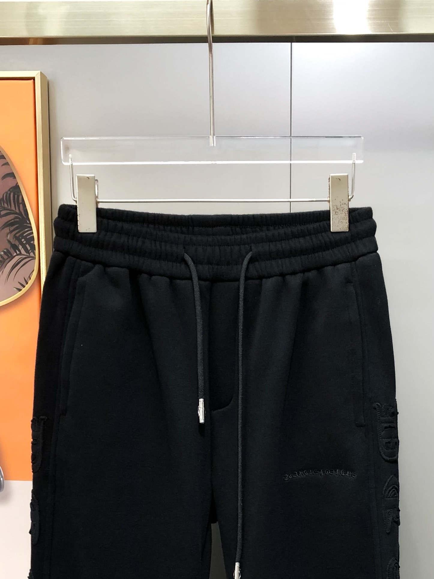 Chrome Hearts Male Sports Pants Cotton Black Fleece Lined M-l-xl