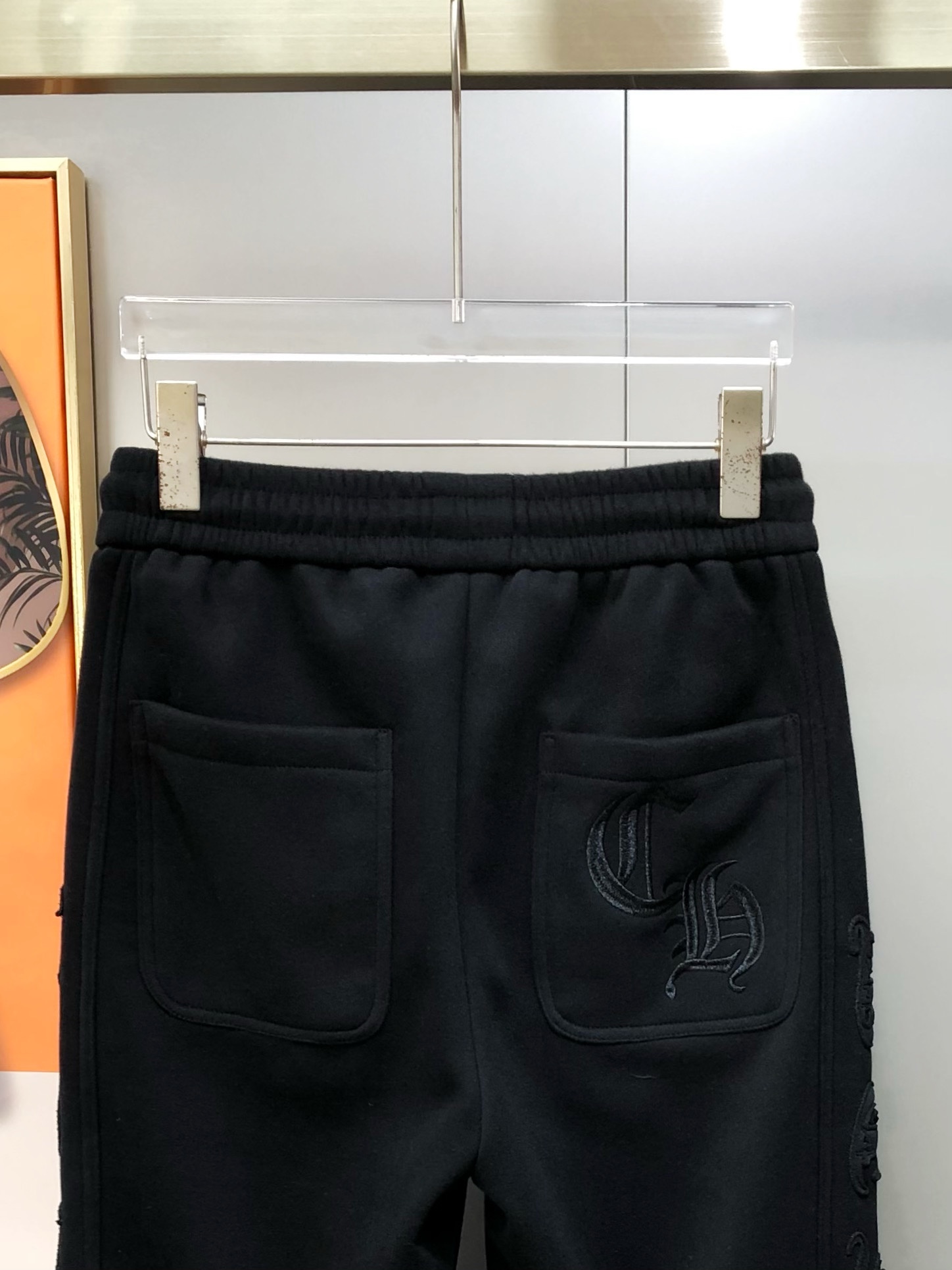 Chrome Hearts Male Sports Pants Cotton Black Fleece Lined M-l-xl