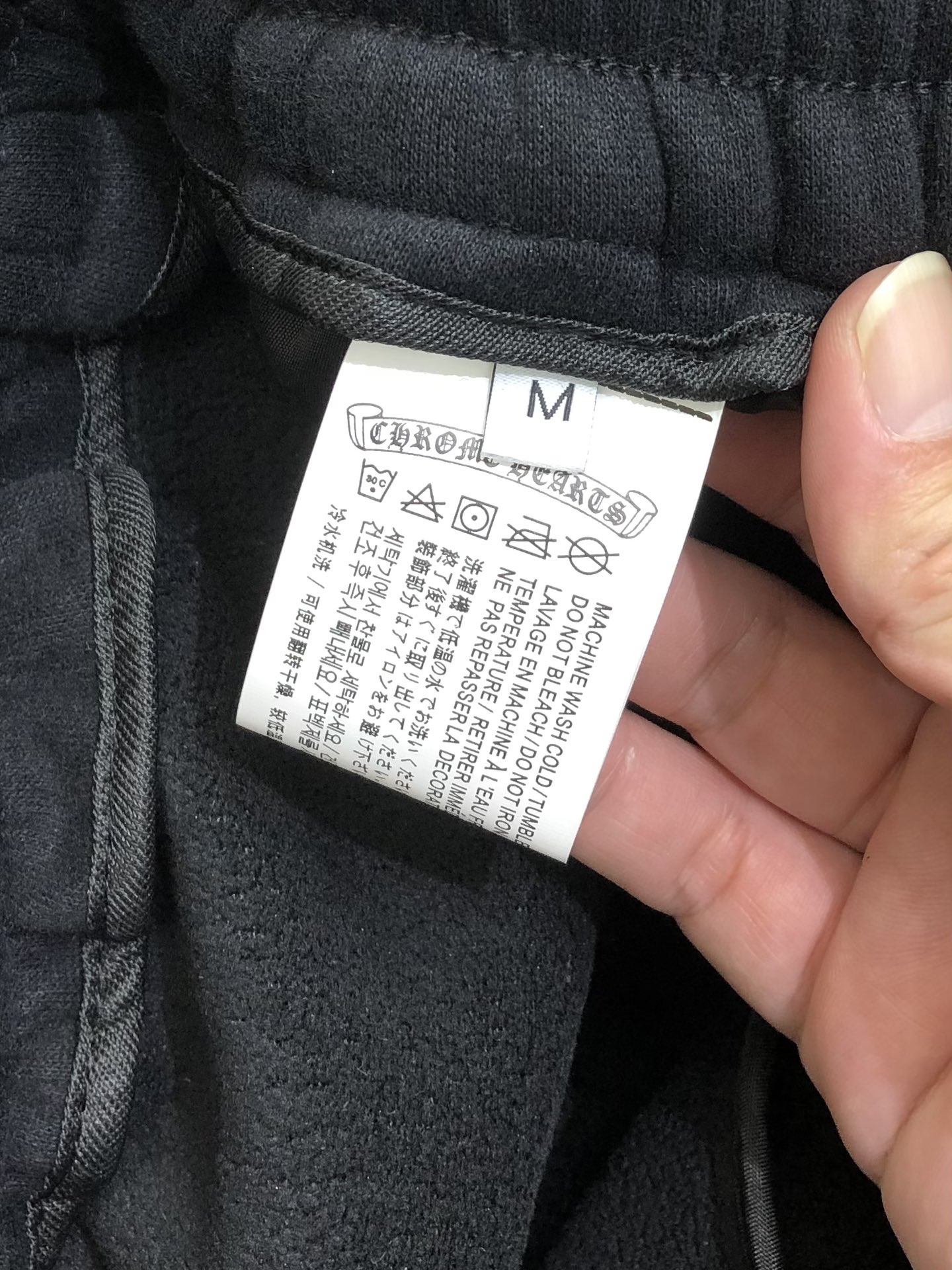 Chrome Hearts Male Sports Pants Cotton Black Fleece Lined M-l-xl
