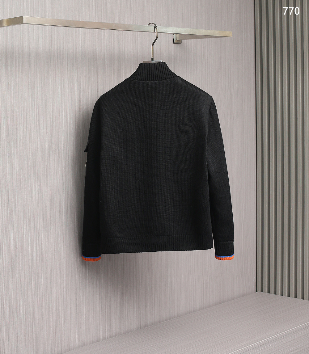 Moncler Down Jacket Knitted Black Slim Fit L-xl