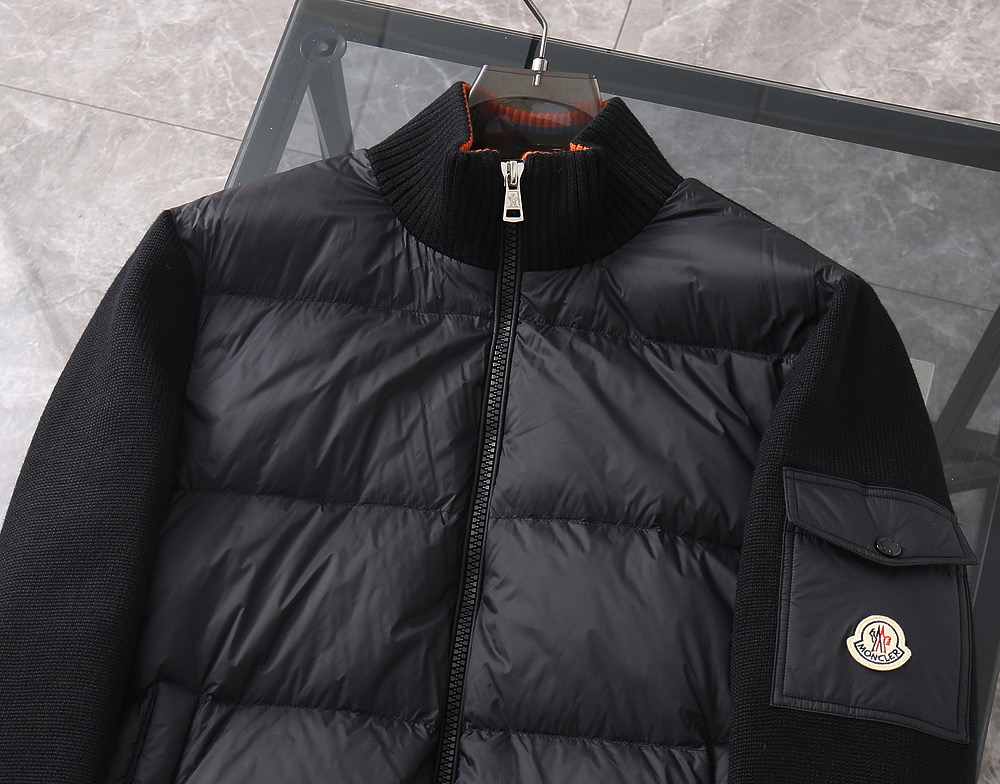 Moncler Down Jacket Knitted Black Slim Fit L-xl
