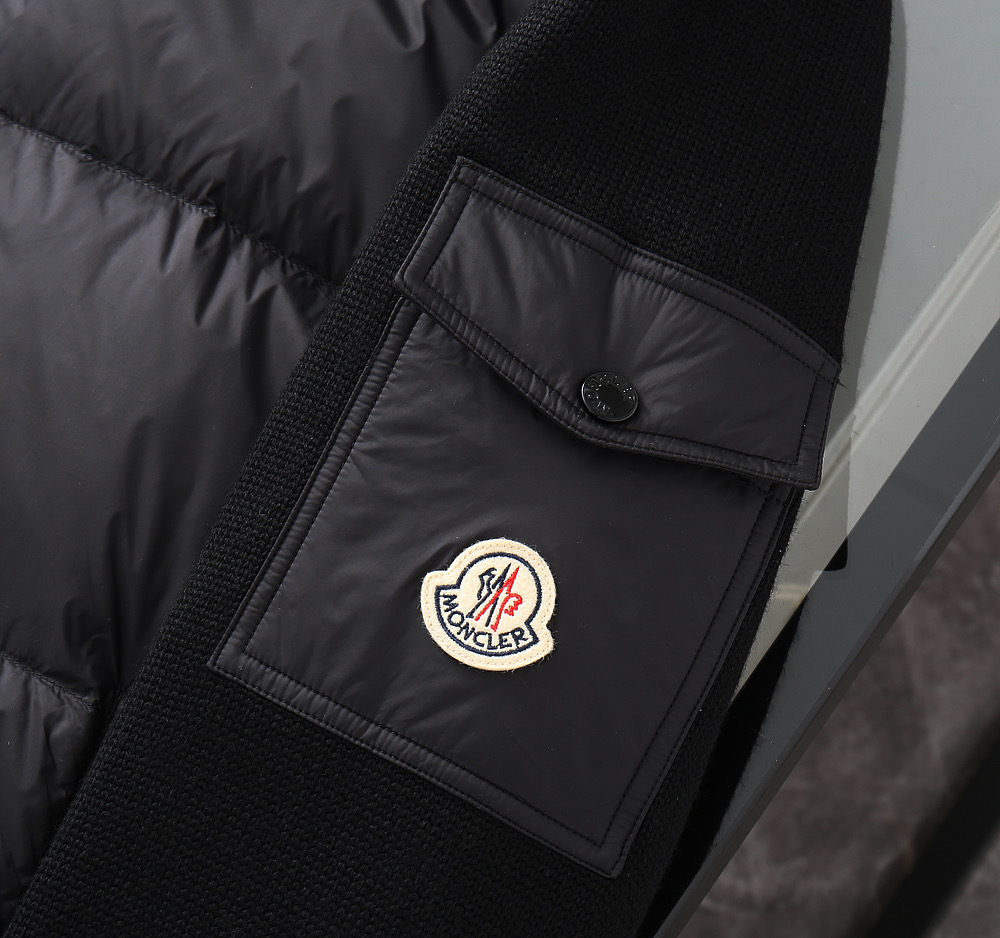 Moncler Down Jacket Knitted Black Slim Fit L-xl