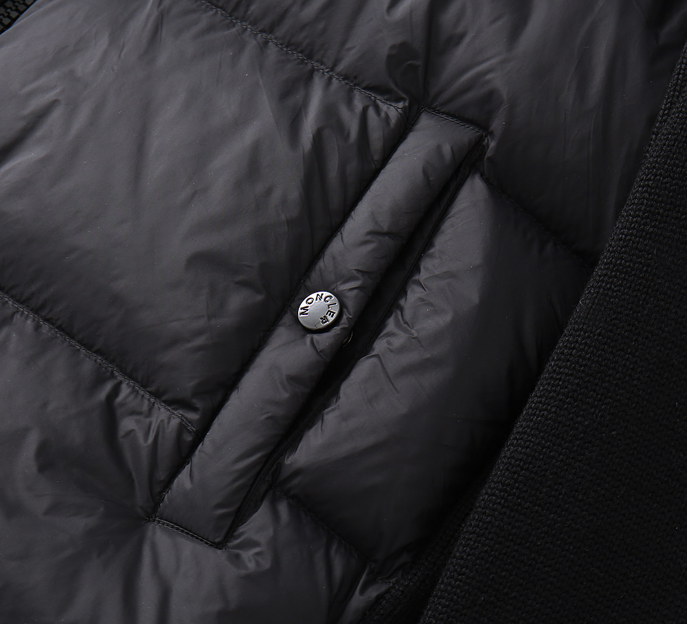 Moncler Down Jacket Knitted Black Slim Fit L-xl