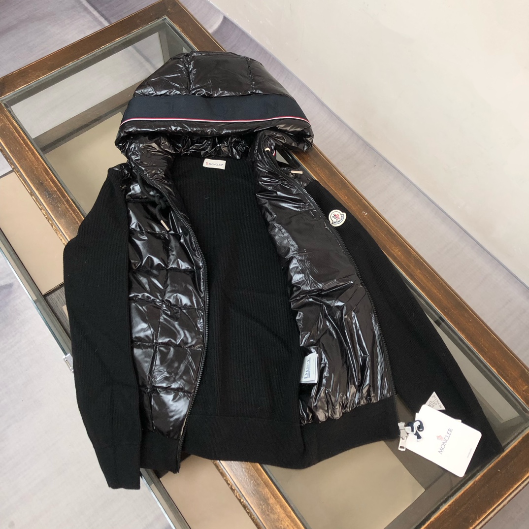 Moncler Male Jacket Wool Black Hooded M-l-xl