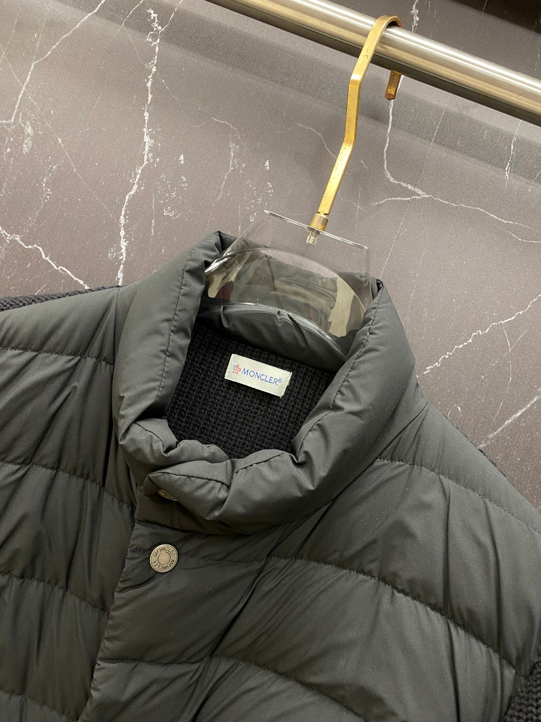 Moncler Down Jacket Knitted Black M-l