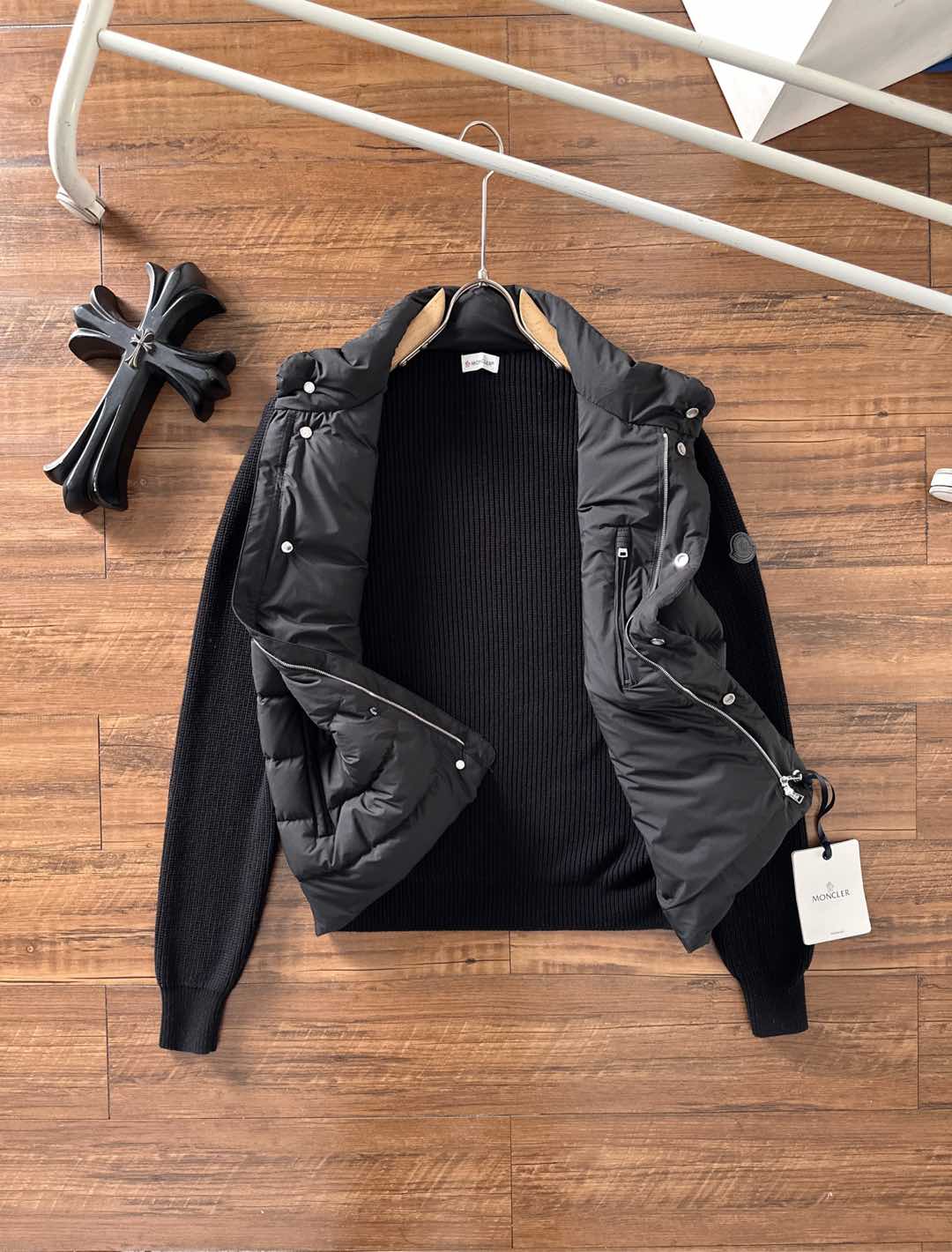 Moncler Down Jacket Knitted Black M-l
