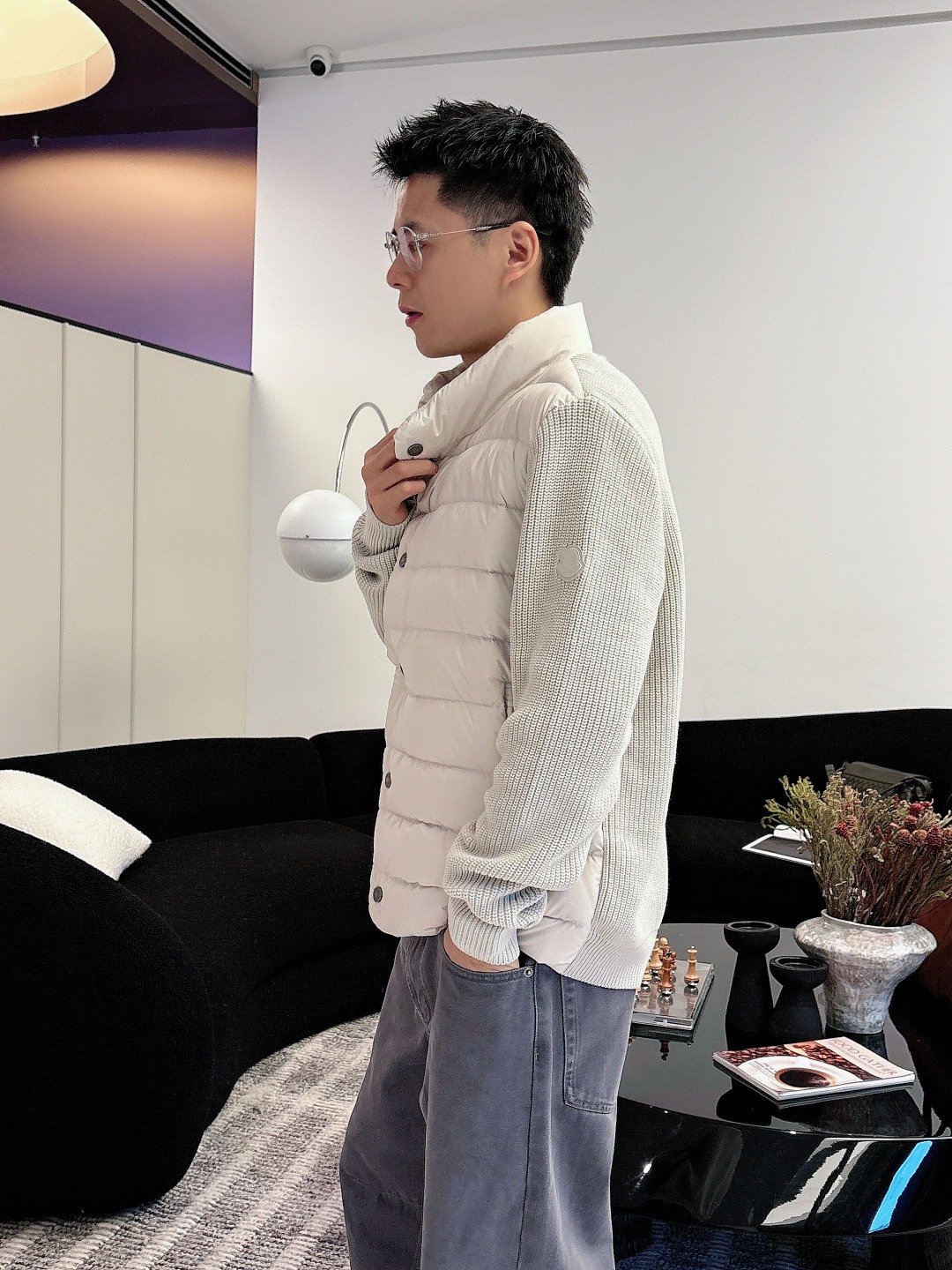 Moncler Down Jacket Knitted Black M-l