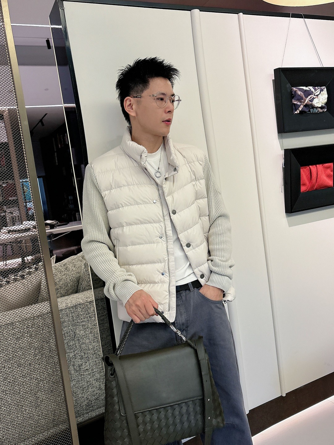 Moncler Down Jacket Knitted Black M-l