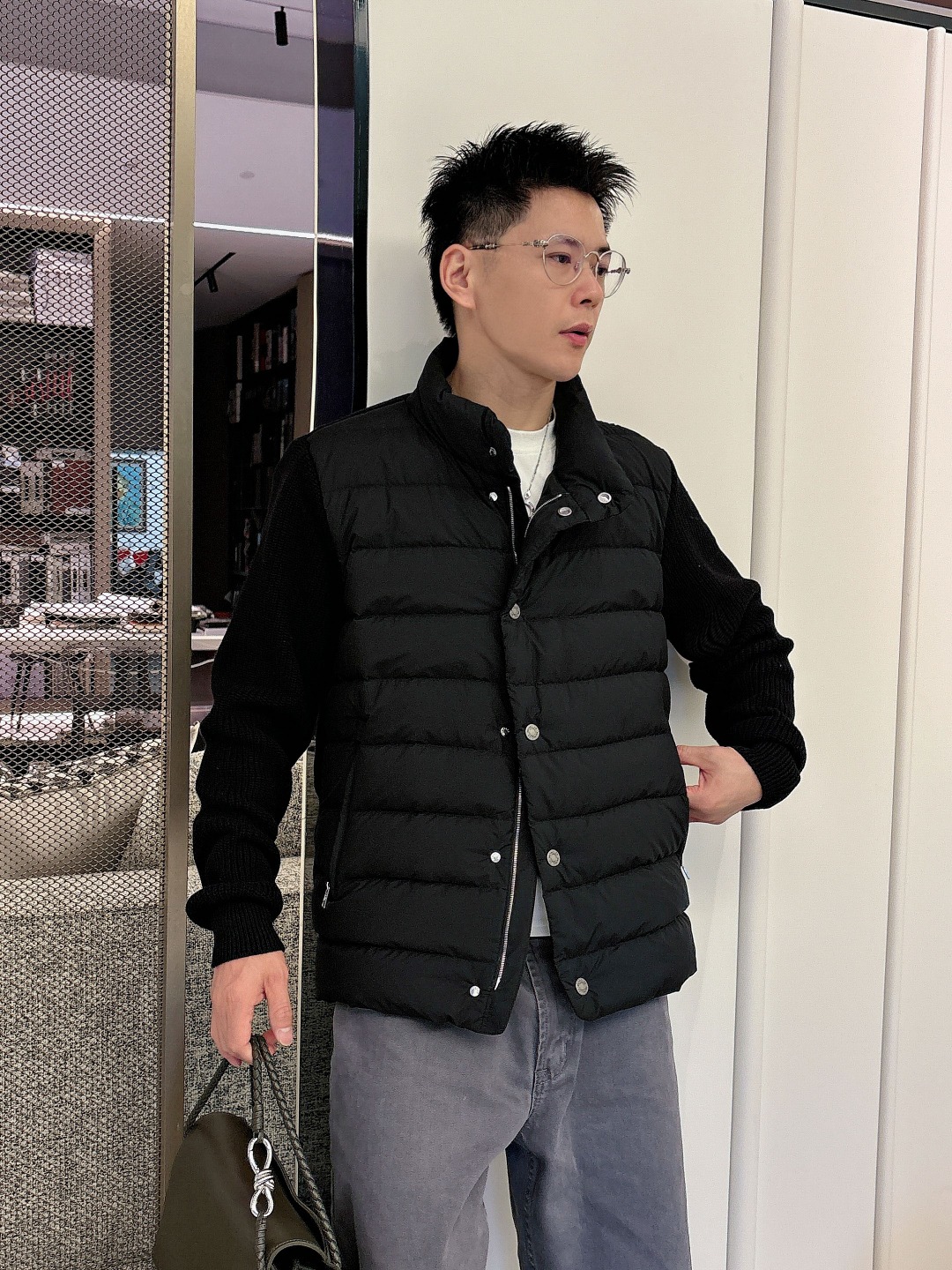 Moncler Down Jacket Knitted Black M-l