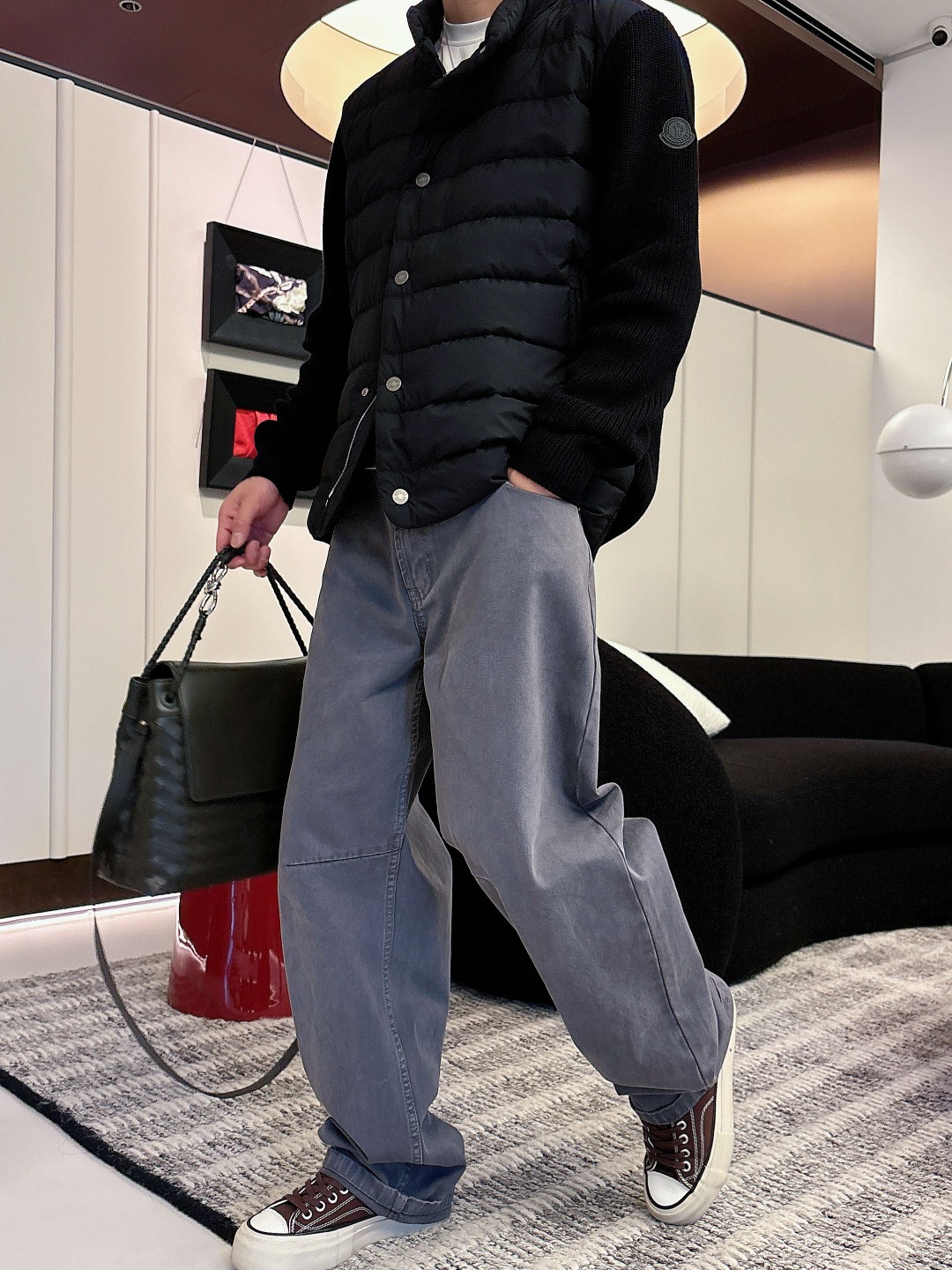 Moncler Down Jacket Knitted Black M-l