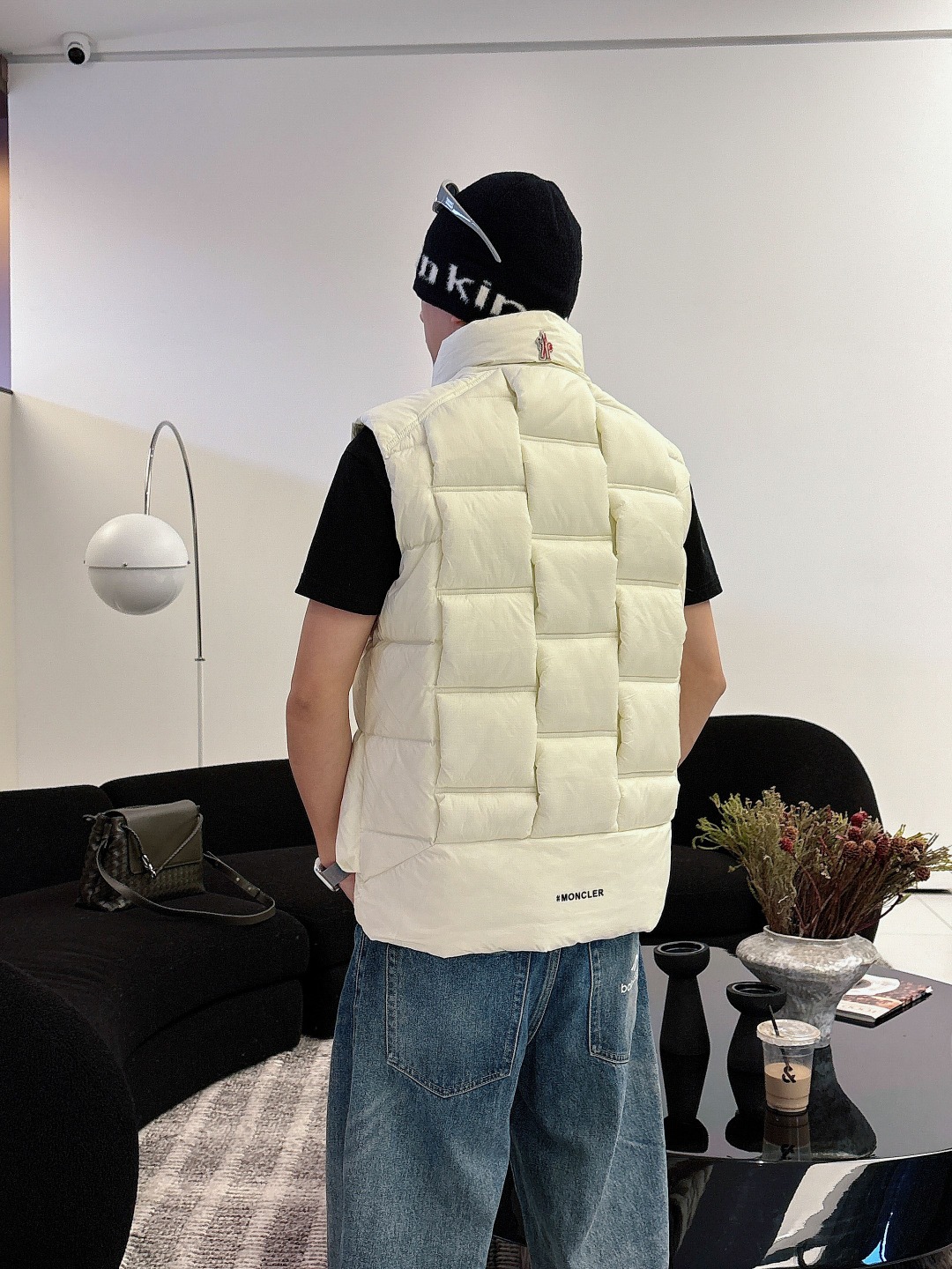 Moncler Down Vest White Duck Down Black M-l