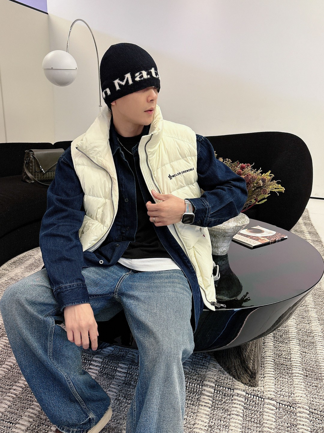 Moncler Down Vest White Duck Down Black M-l
