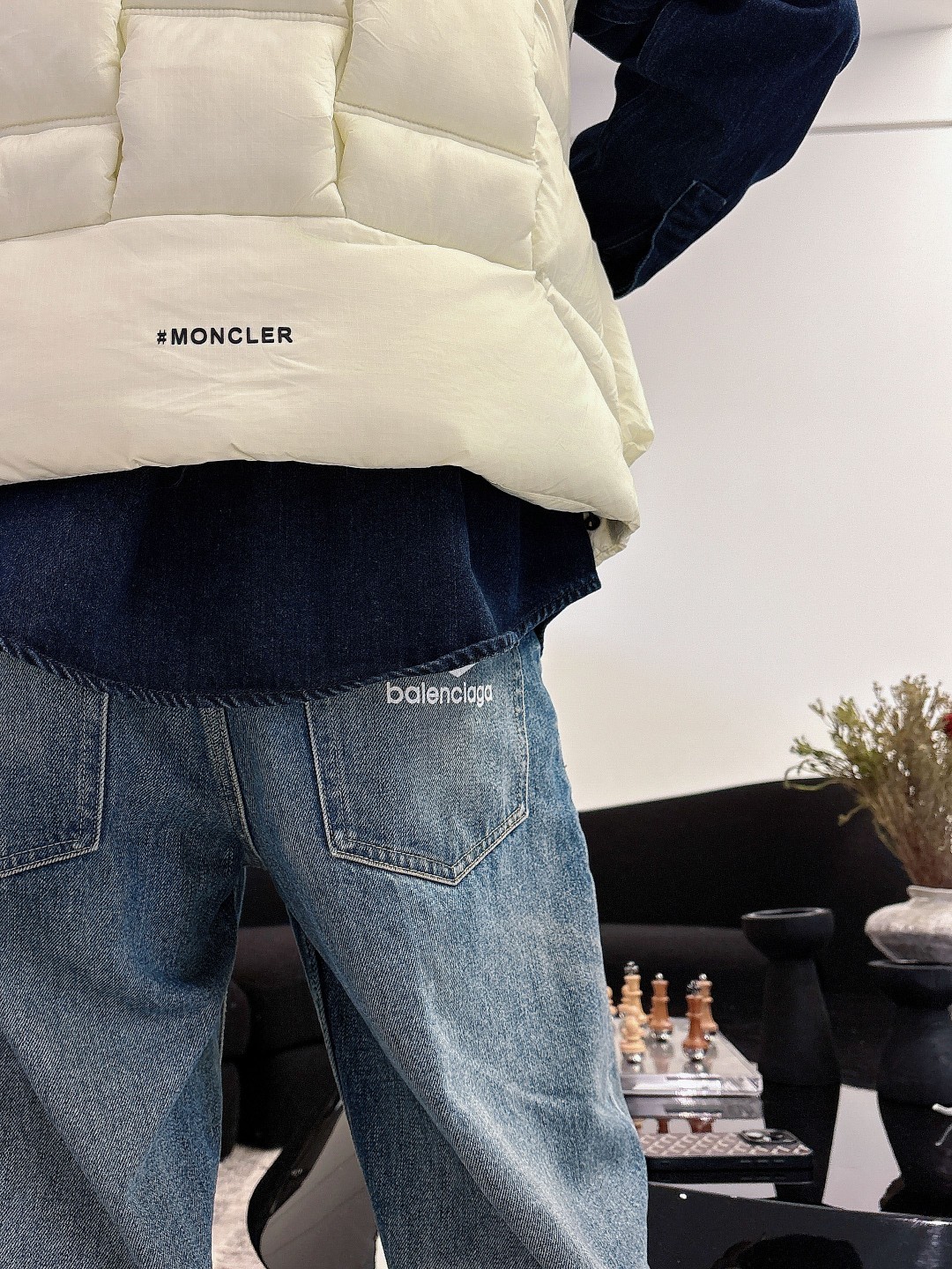 Moncler Down Vest White Duck Down Black M-l