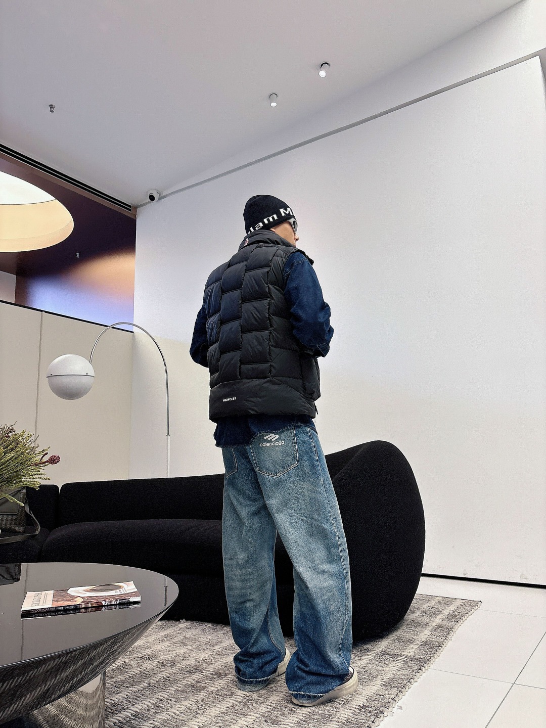 Moncler Down Vest White Duck Down Black M-l