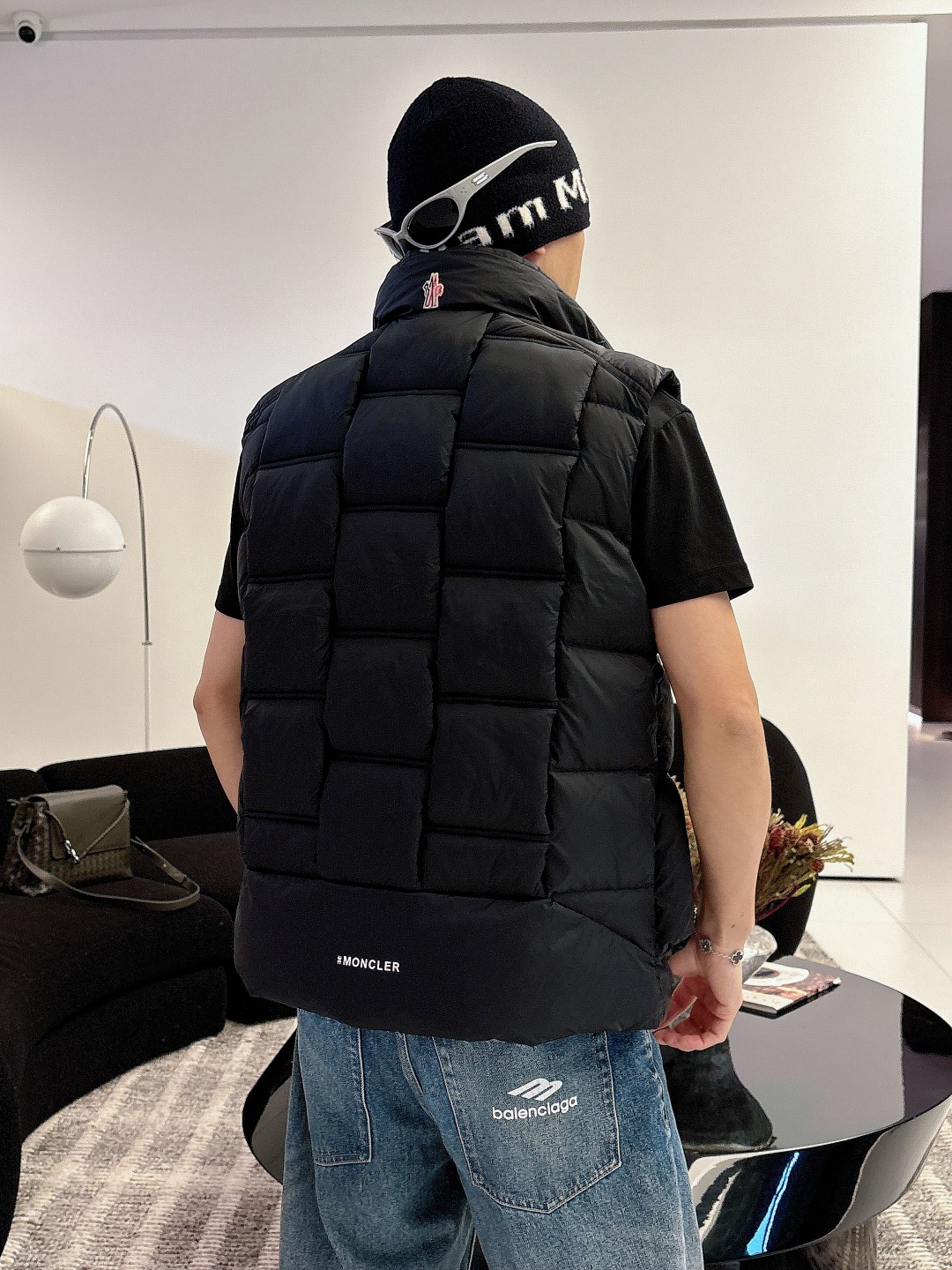Moncler Down Vest White Duck Down Black M-l