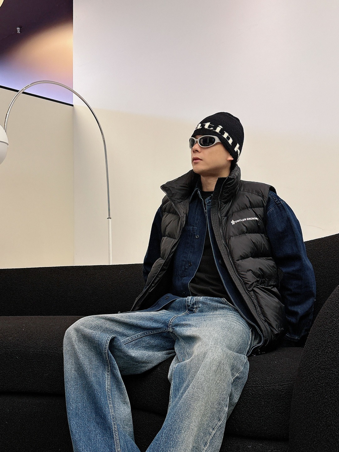 Moncler Down Vest White Duck Down Black M-l