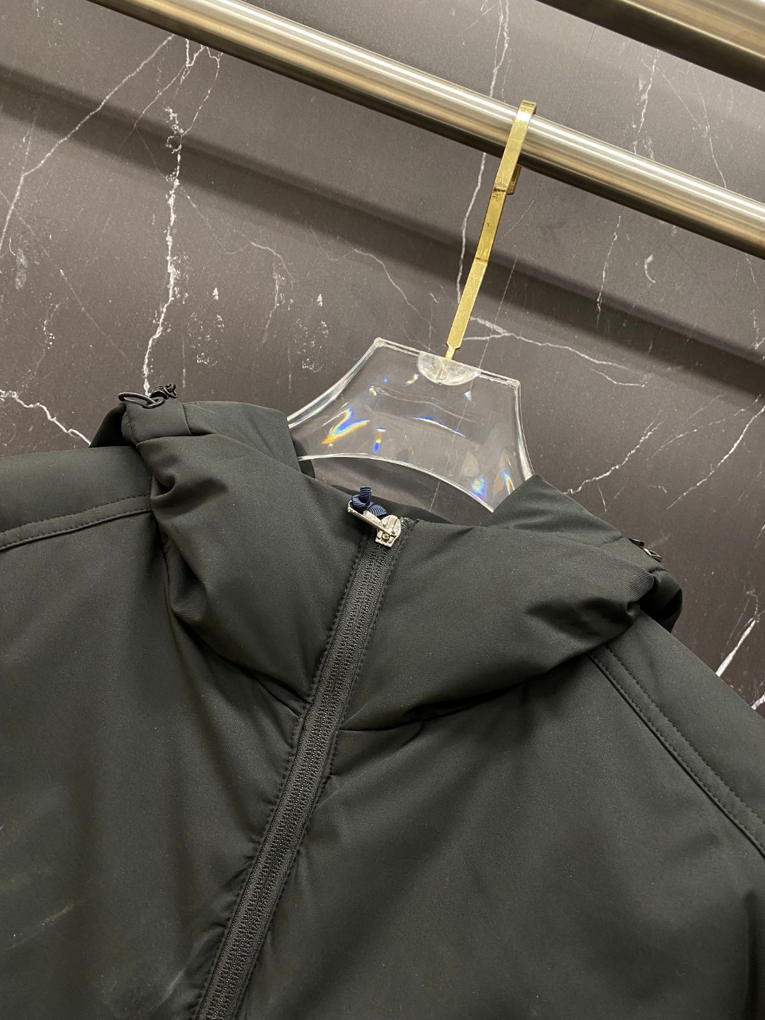 Moncler Down Jacket Knitted Black Hooded M-l