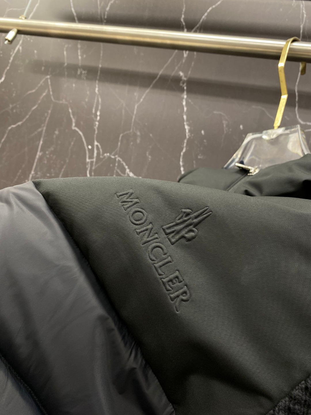 Moncler Down Jacket Knitted Black Hooded M-l