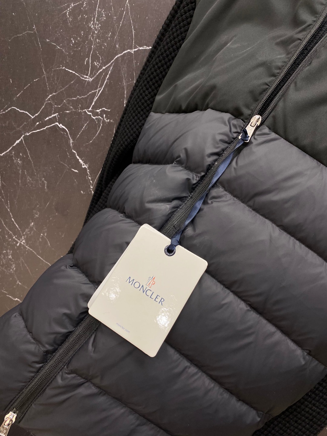 Moncler Down Jacket Knitted Black Hooded M-l