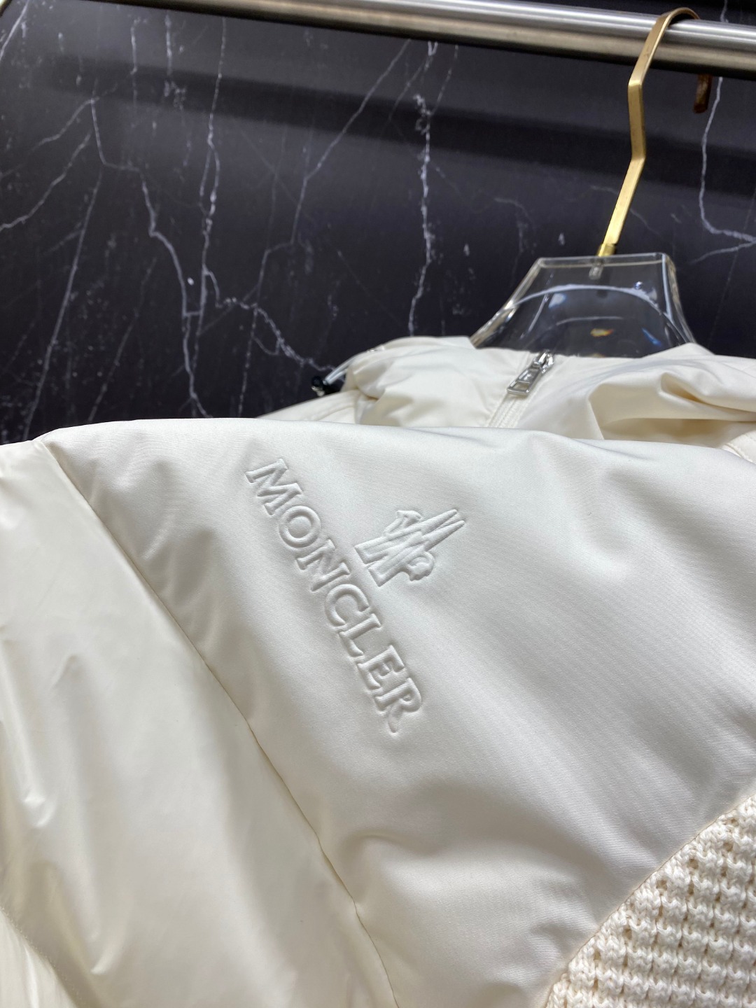 Moncler Down Jacket Knitted Black Hooded M-l