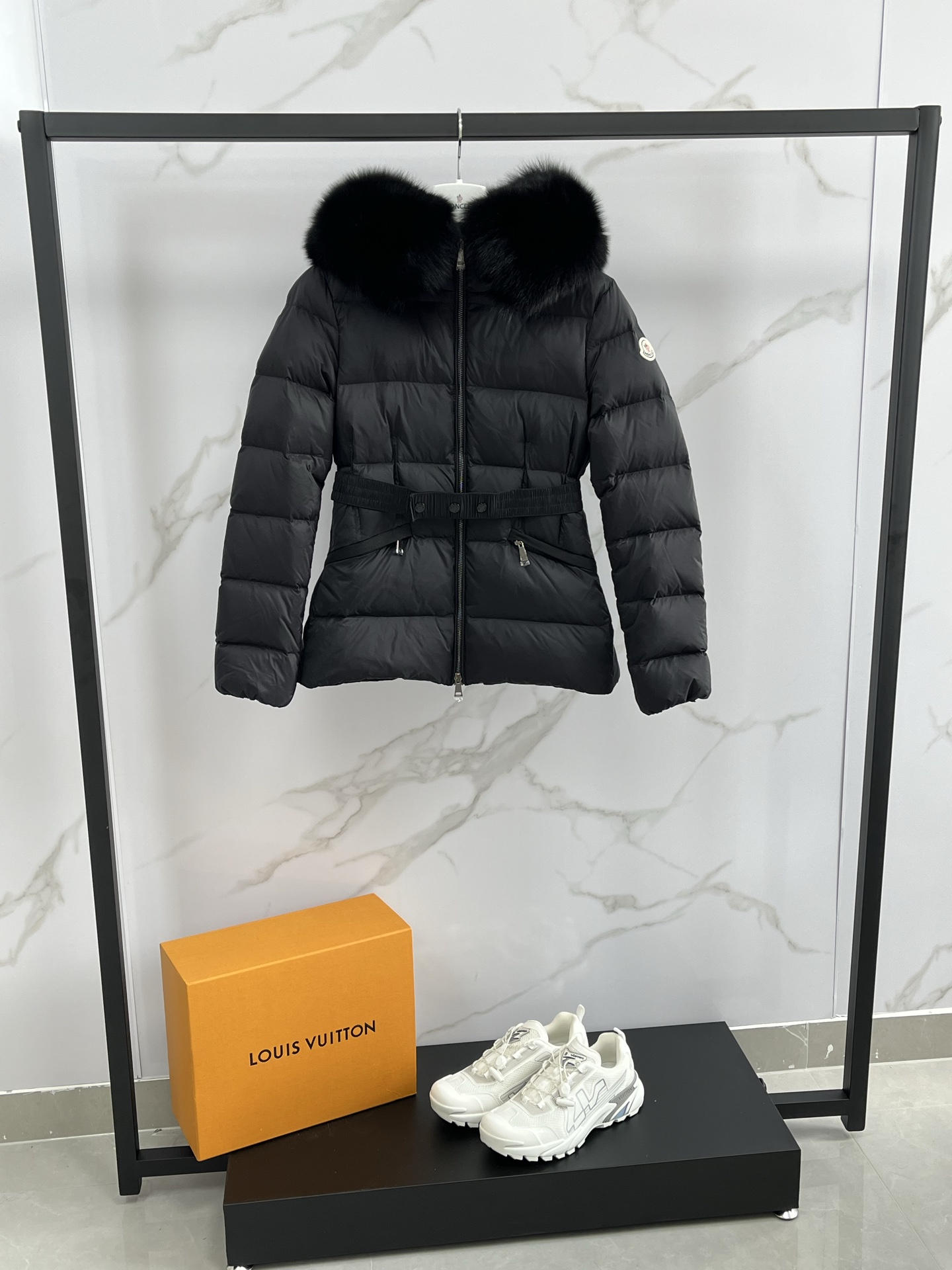 Moncler Down Jacket Black Hooded M-l