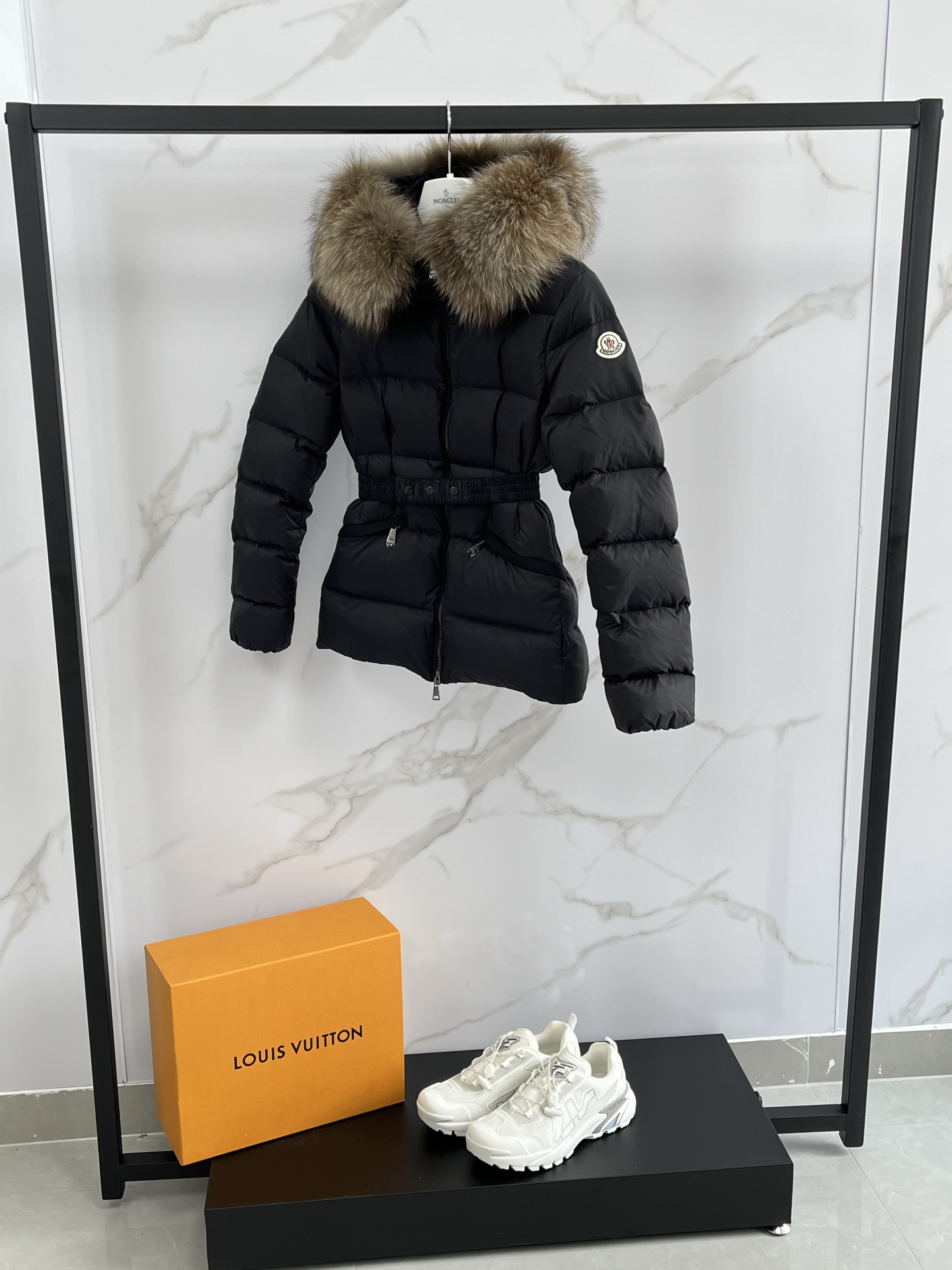 Moncler Down Jacket Black Hooded M-l