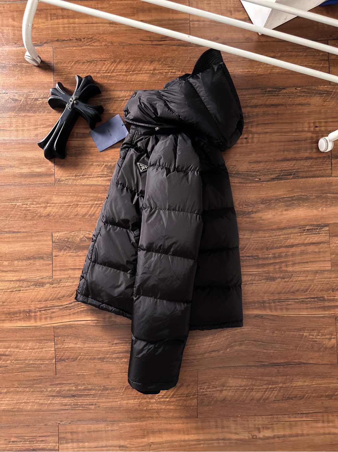 Prada Down Jacket Black Hooded L