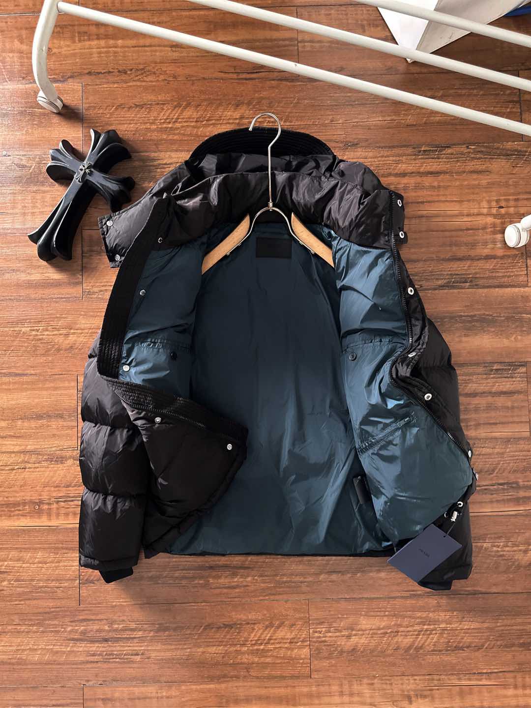 Prada Down Jacket Black Hooded L
