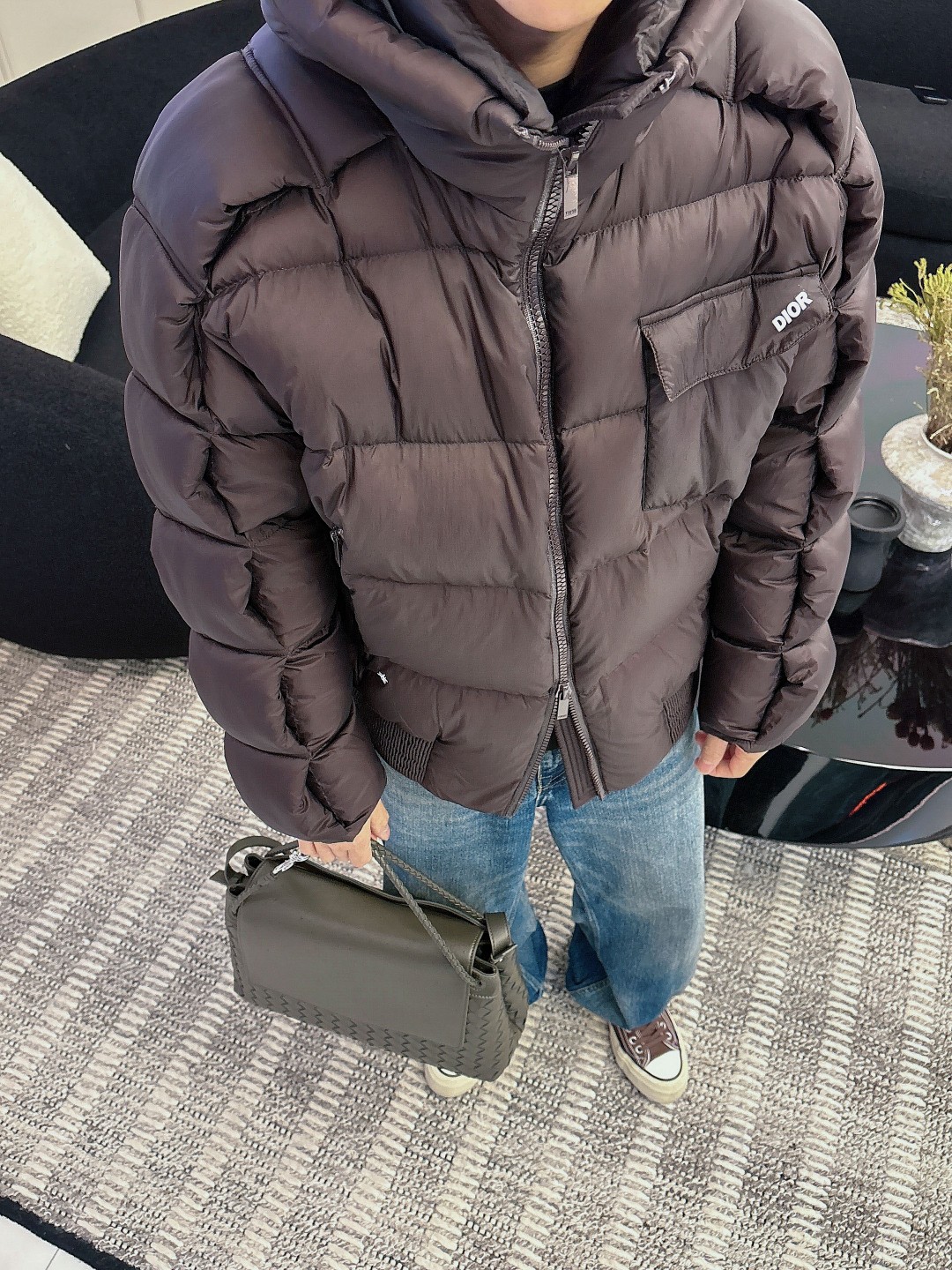Dior Down Jacket White Duck Down Black L