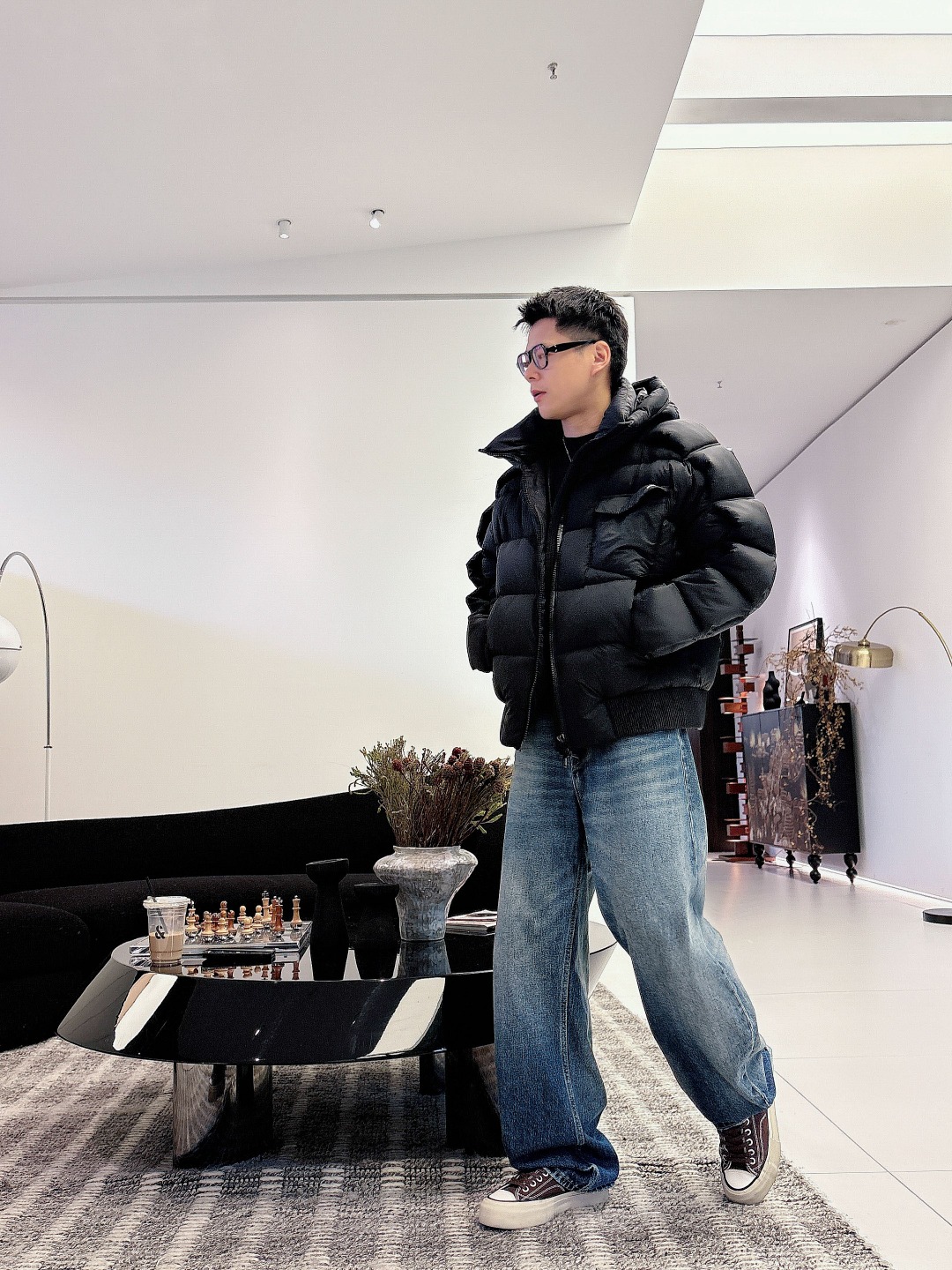 Dior Down Jacket White Duck Down Black L