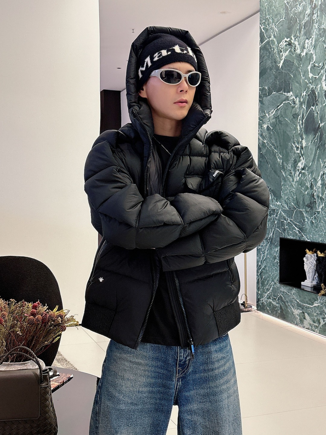 Dior Down Jacket White Duck Down Black L