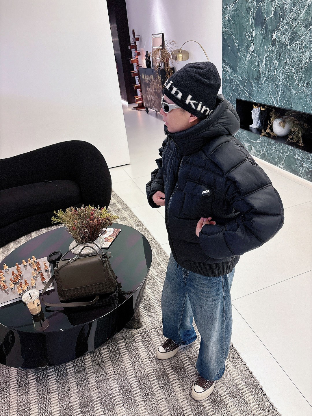 Dior Down Jacket White Duck Down Black L